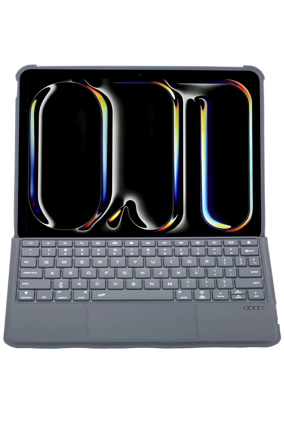 T5510D iPad Pro 13 (2024) Kılıf Palermo Ledli Klavyeli Standlı Tablet Kılıfı - Siyah-(5796)