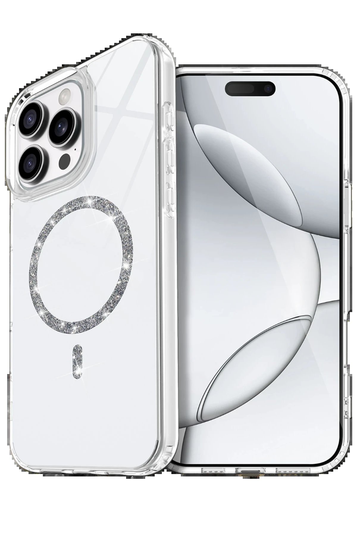 Apple iPhone 14 Pro Max Live Diamond Magsafe Kapak - Şeffaf-(5796)