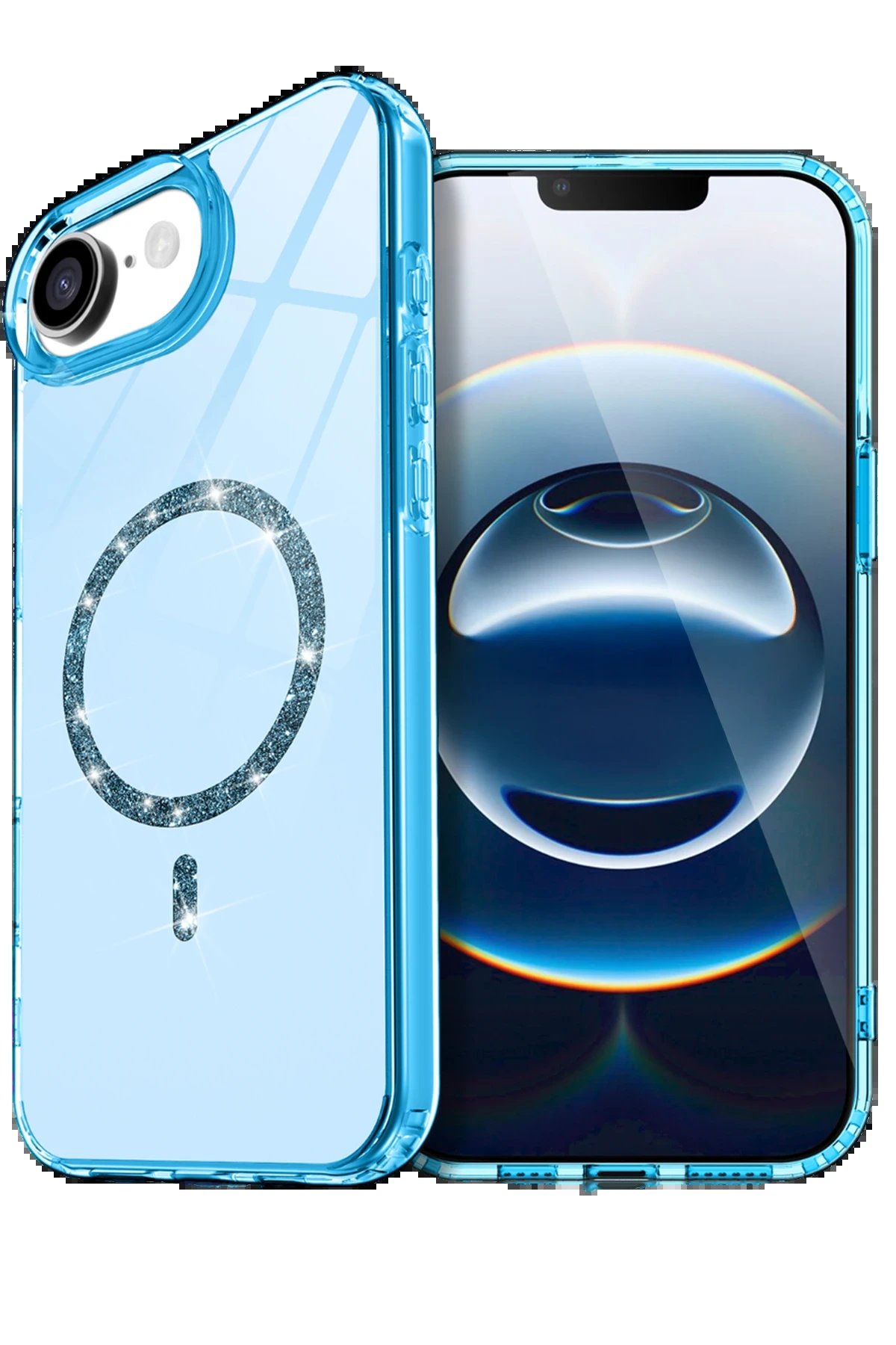 Apple iPhone 16E Live Diamond Magsafe Kapak - Mavi-(5796)