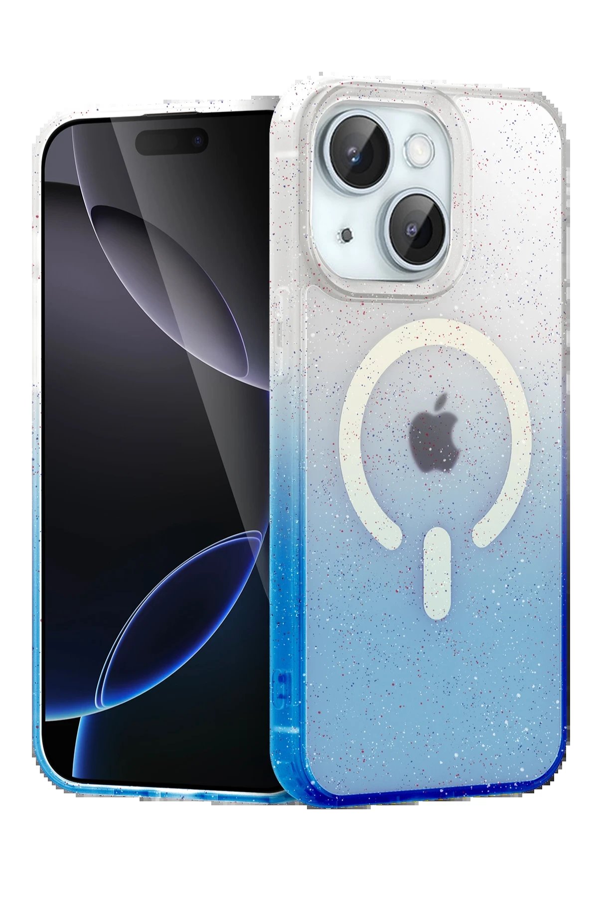 Apple iPhone 15 Pummel Shiny Magsafe Kapak - Mavi-(5796)