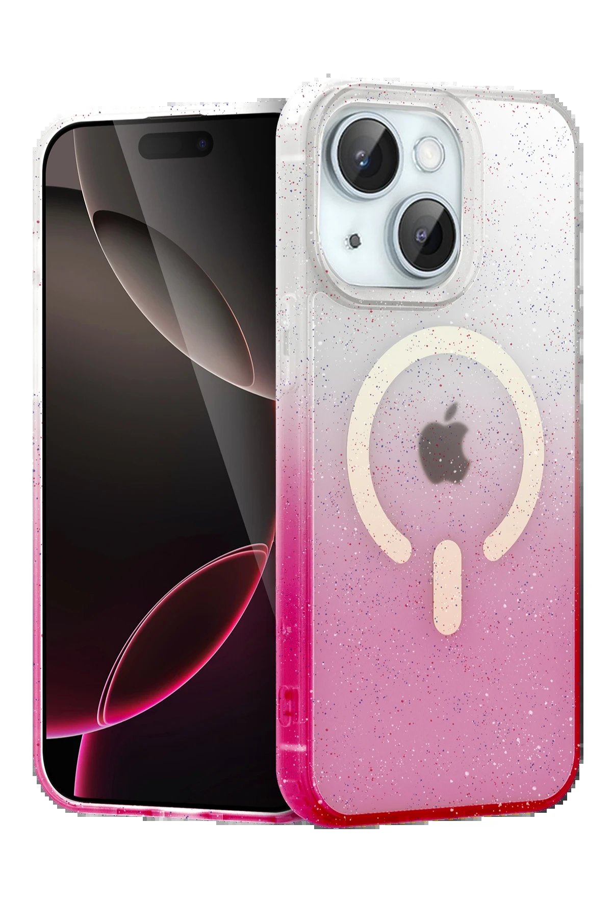 Apple iPhone 15 Plus Pummel Shiny Magsafe Kapak - Pembe-(5796)