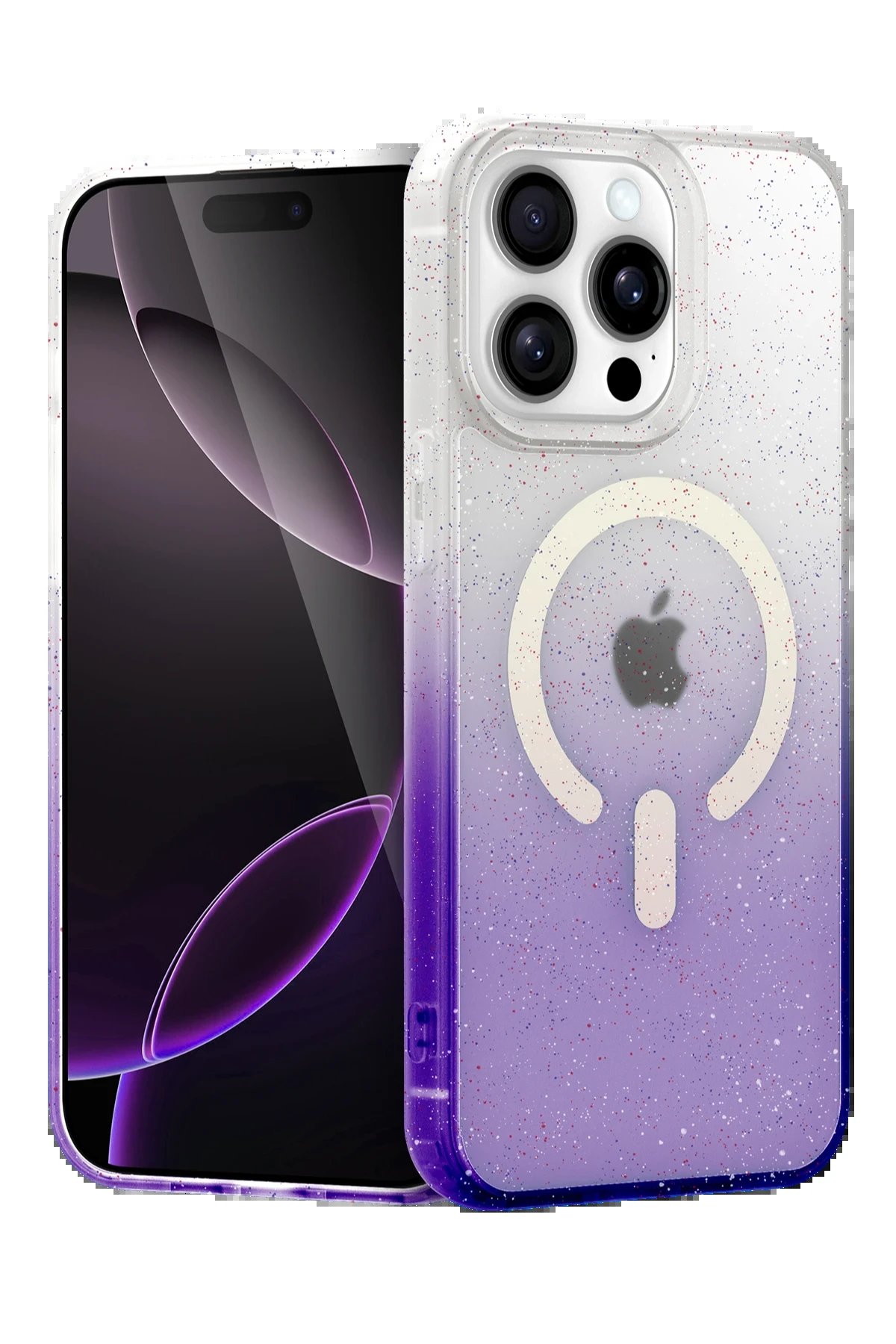 Apple iPhone 15 Pro Max Pummel Shiny Magsafe Kapak - Mor-(5796)