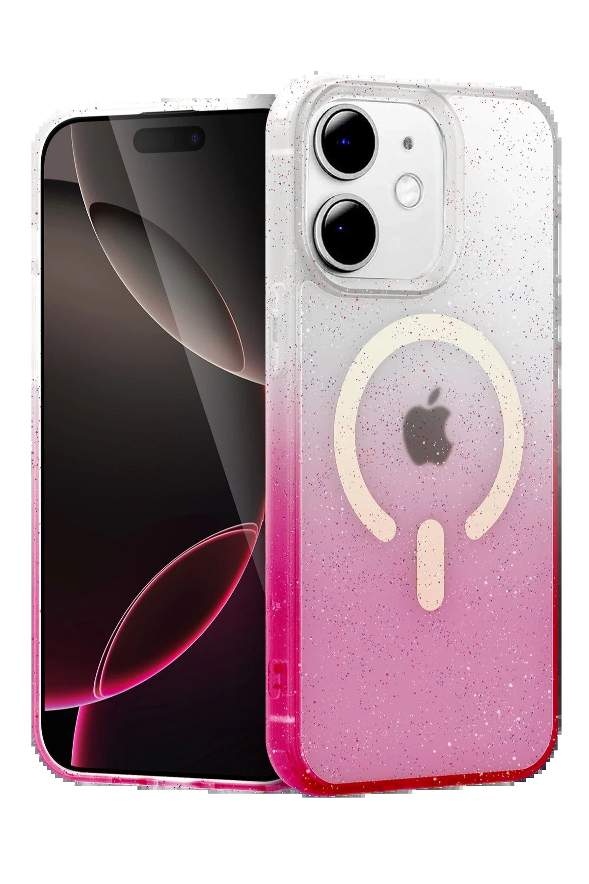 Apple iPhone 12 Pummel Shiny Magsafe Kapak - Pembe-(5796)