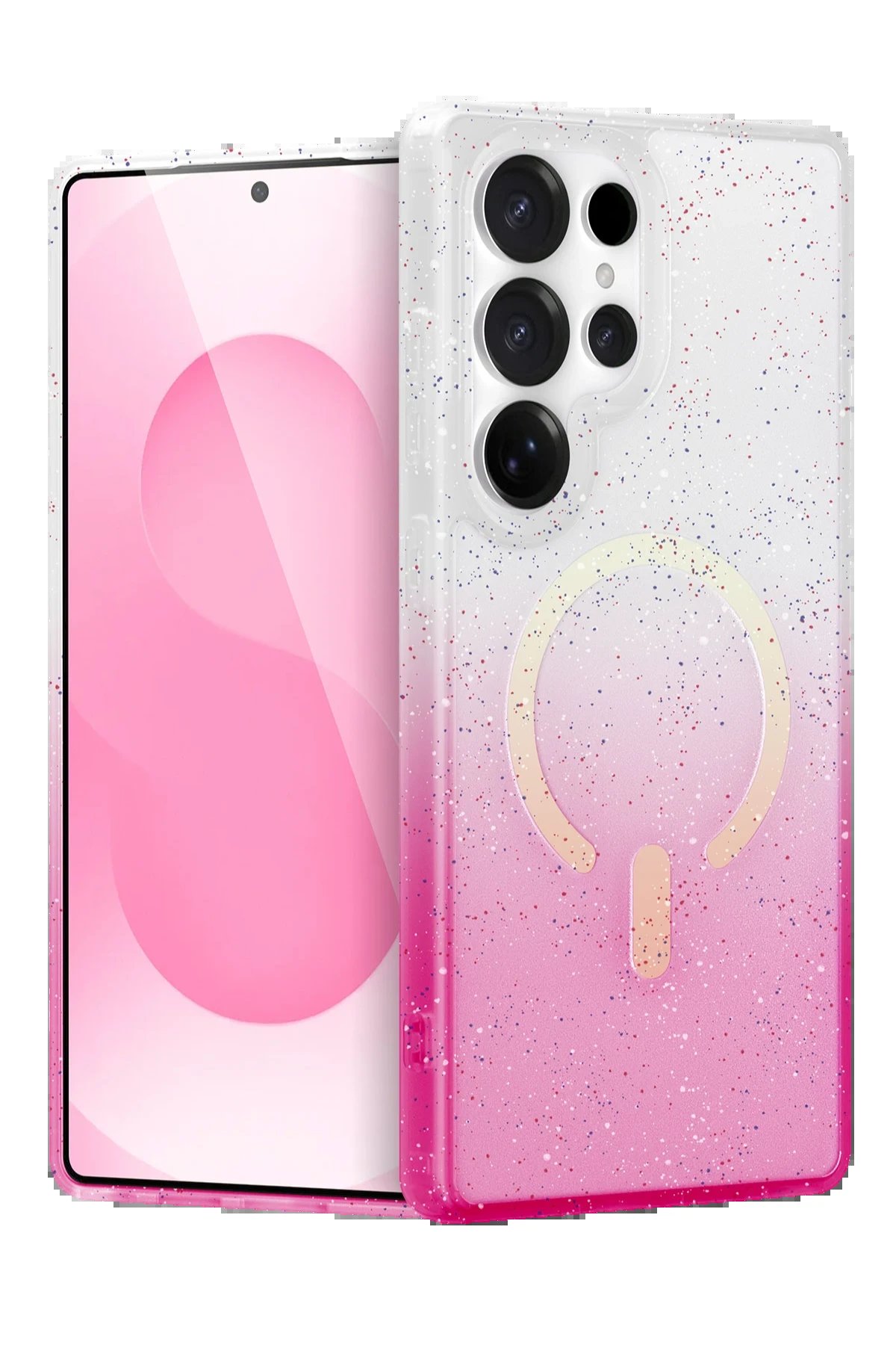 Samsung Galaxy S25 Ultra Pummel Shiny Magsafe Kapak - Pembe-(5796)