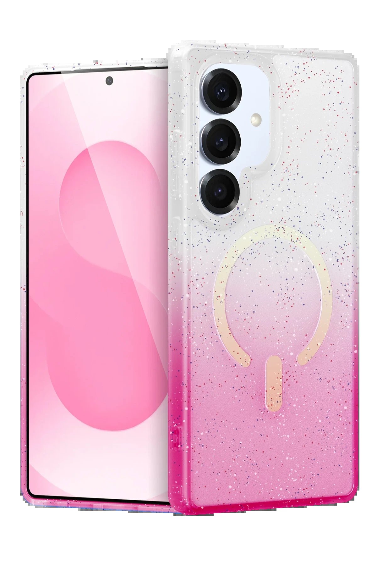 Samsung Galaxy S25 Plus Pummel Shiny Magsafe Kapak - Pembe-(5796)