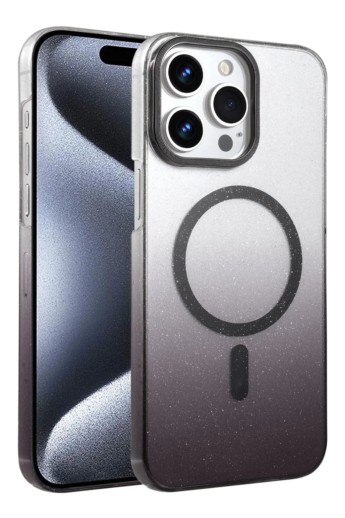 Apple iPhone 14 Pro Max Glossy Magsafe Kapak - Siyah-(5796)