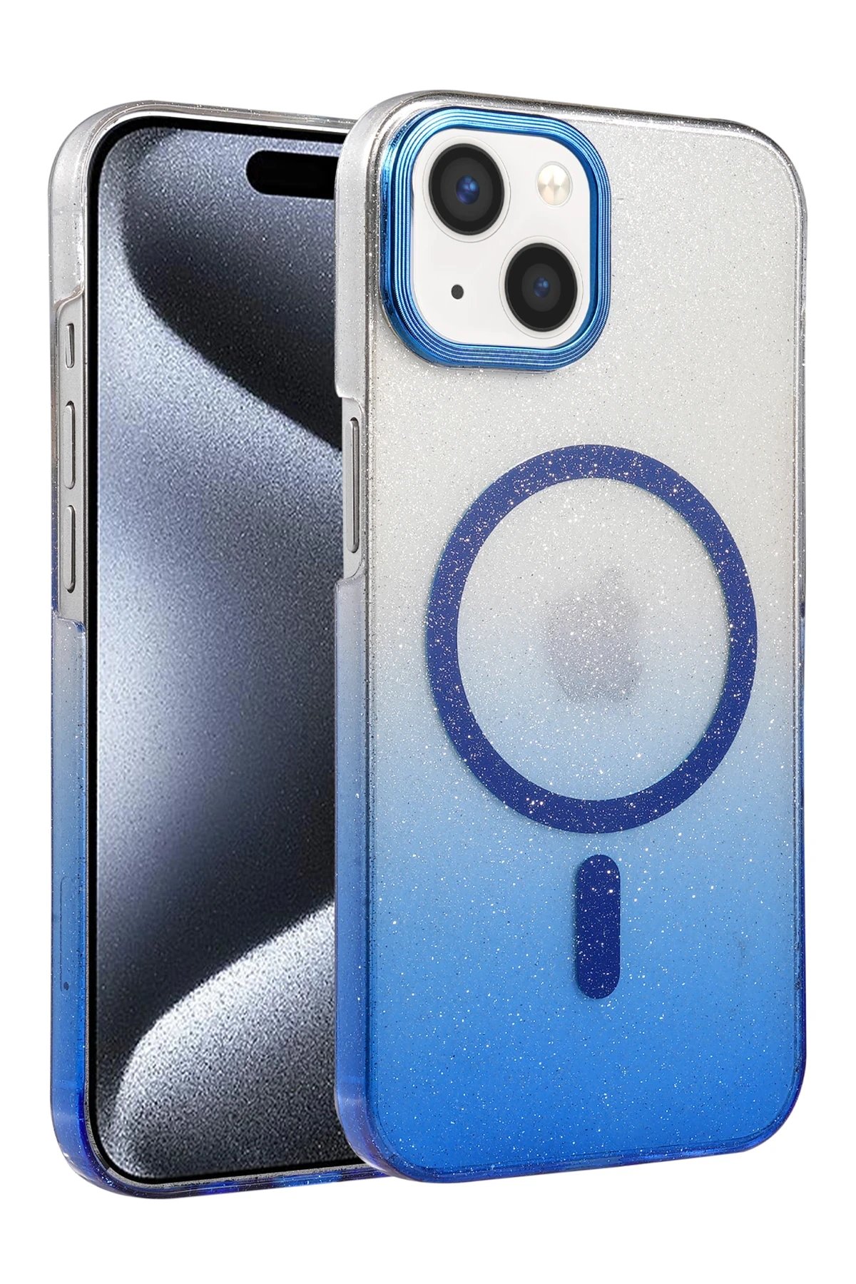 Apple iPhone 15 Plus Glossy Magsafe Kapak - Mavi-(5796)