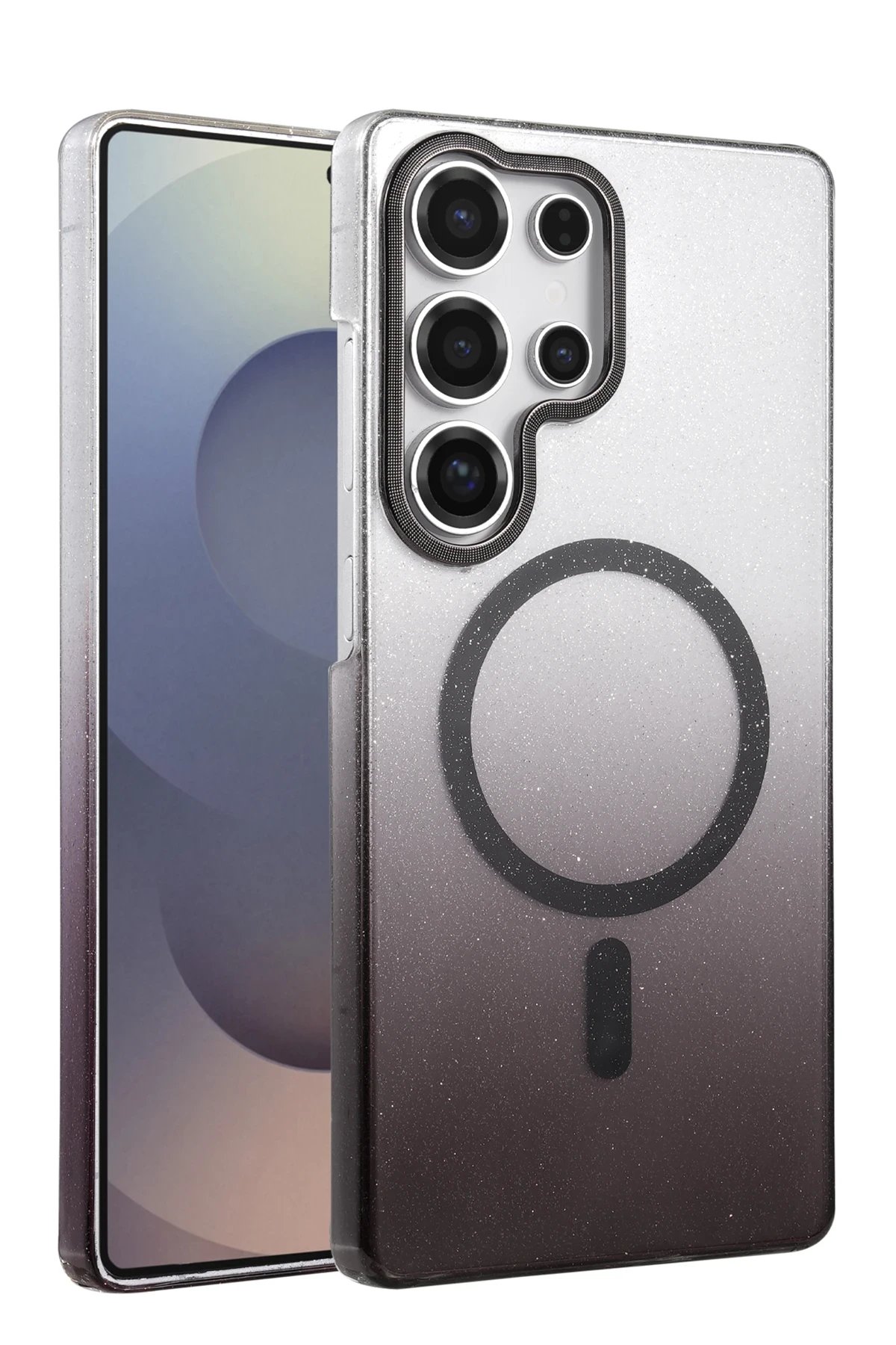 Samsung Galaxy S23 Ultra Glossy Magsafe Kapak - Siyah-(5796)