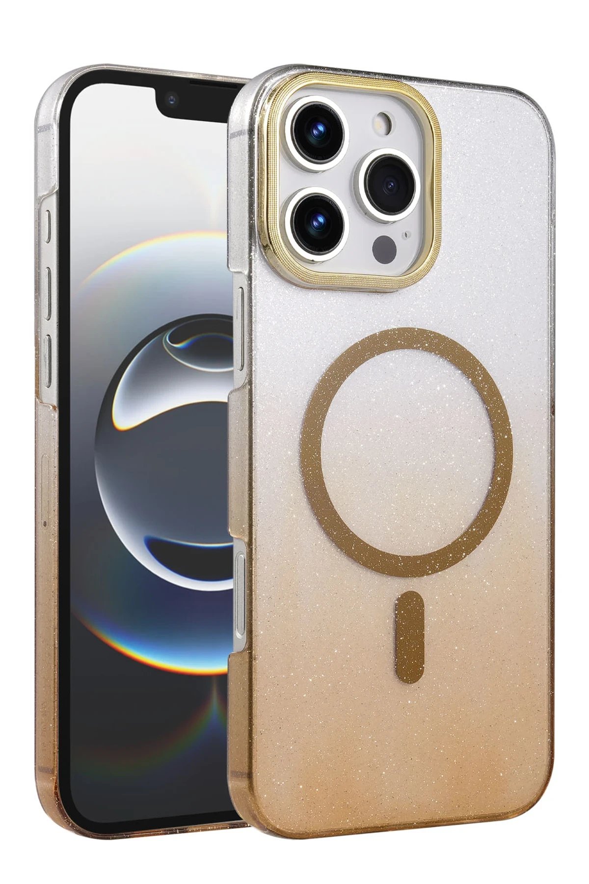 Apple iPhone 16 Pro Glossy Magsafe Kapak - Çöl Titanyum-(5796)