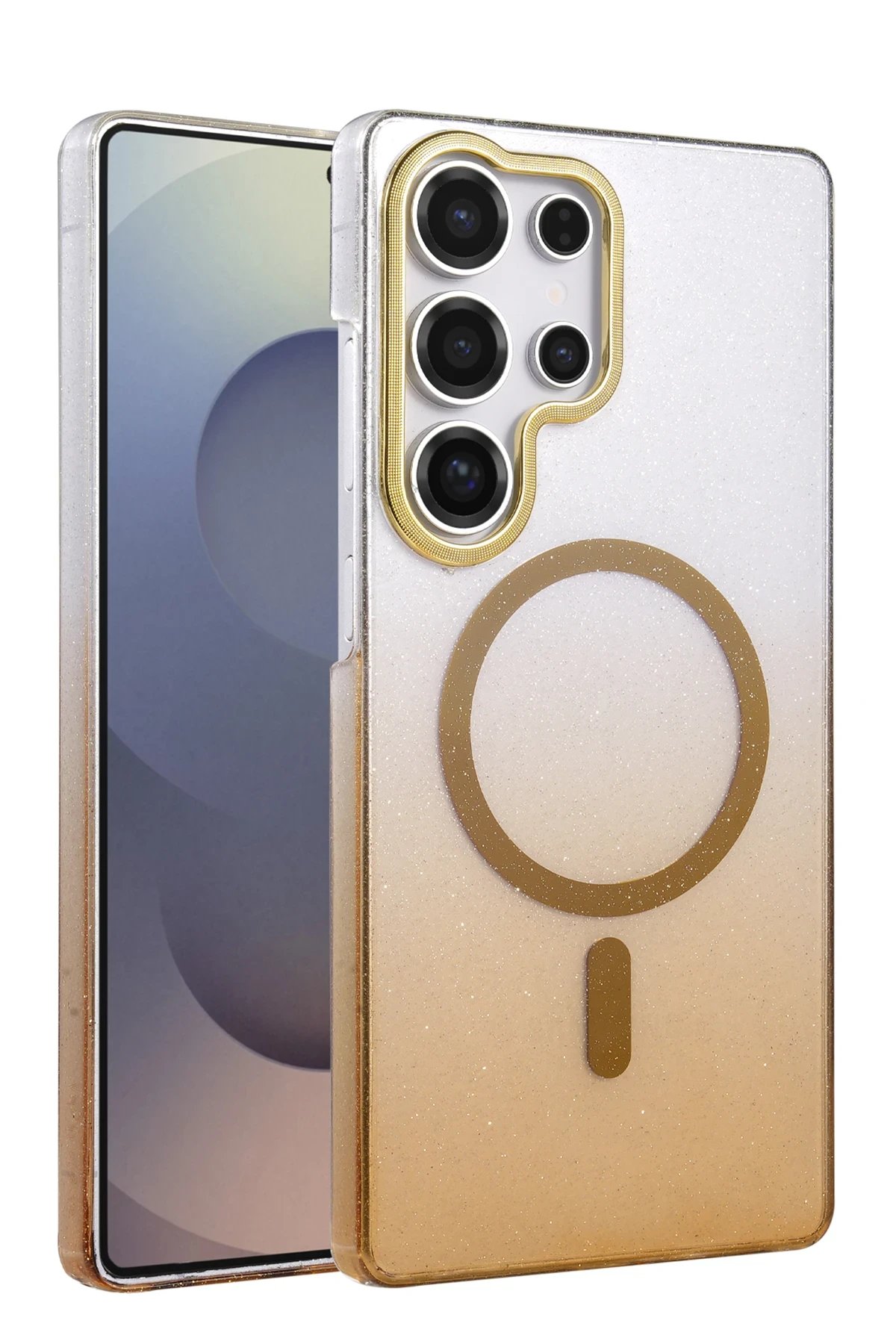 Samsung Galaxy S24 Ultra Glossy Magsafe Kapak - Çöl Titanyum-(5796)