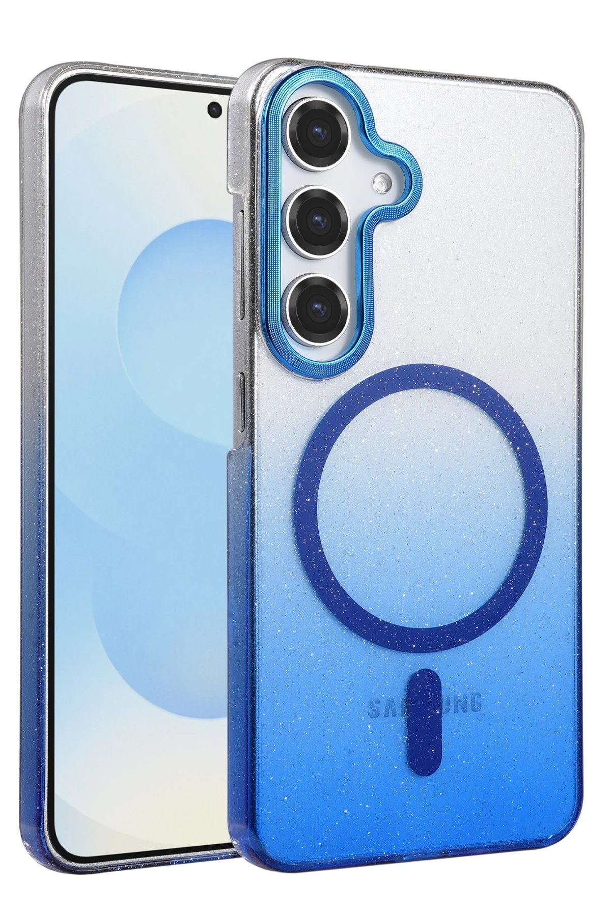 Samsung Galaxy S25 Glossy Magsafe Kapak - Mavi-(5796)