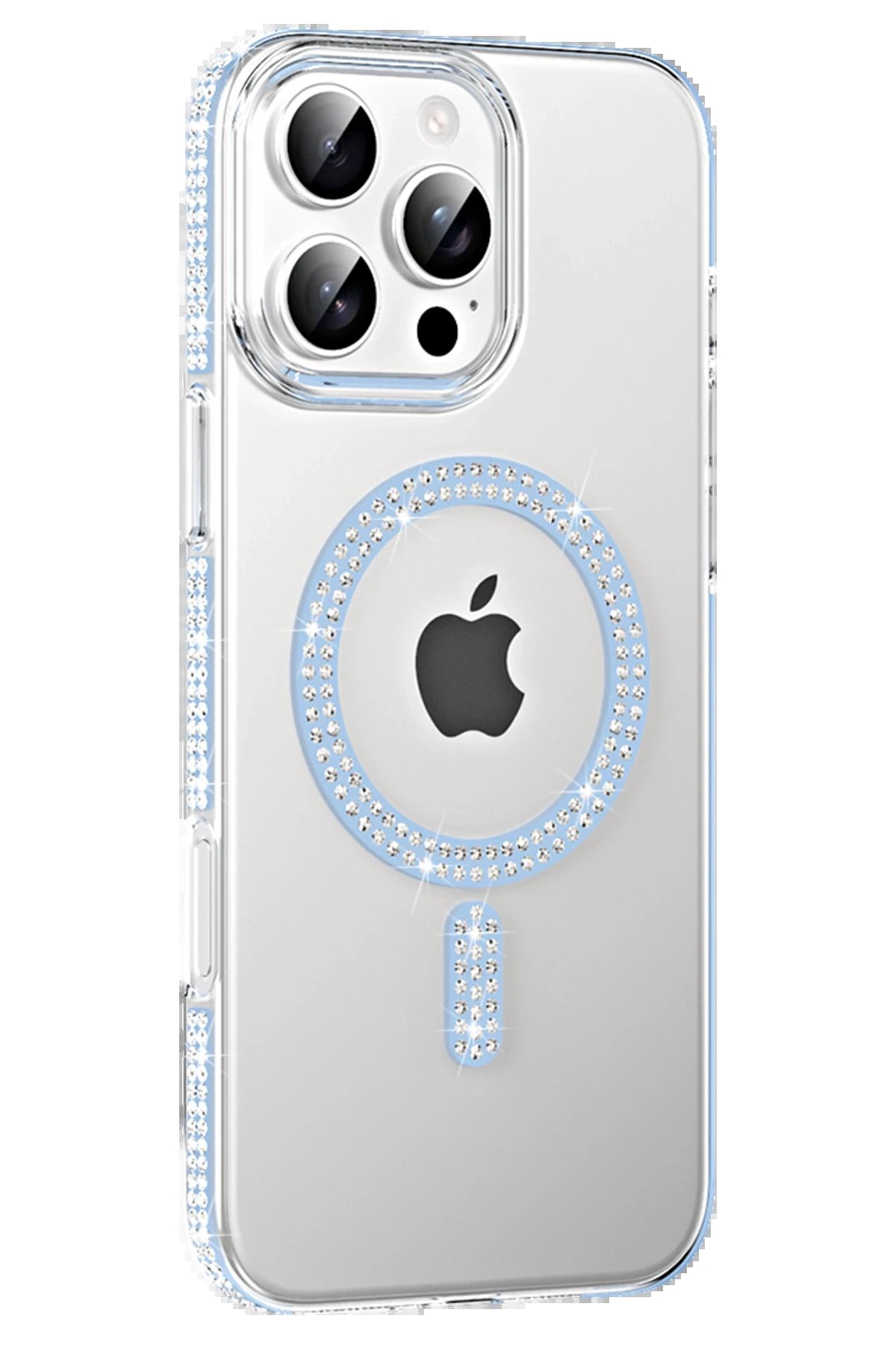 Apple iPhone 16 Pro Max Move Taşlı Magsafe Kapak - Mavi-(5796)