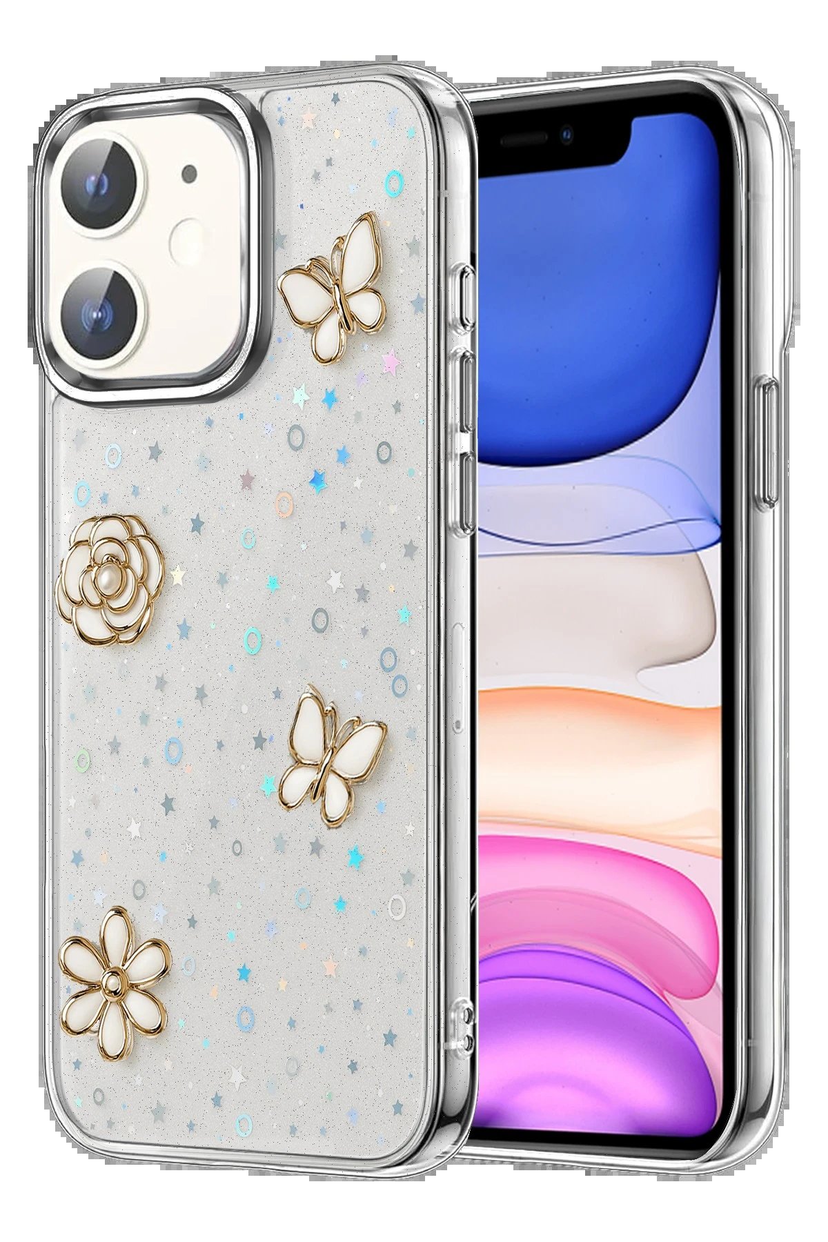 Apple iPhone 12 Fiyonk Desenli Kapak - Desen 2-(5796)