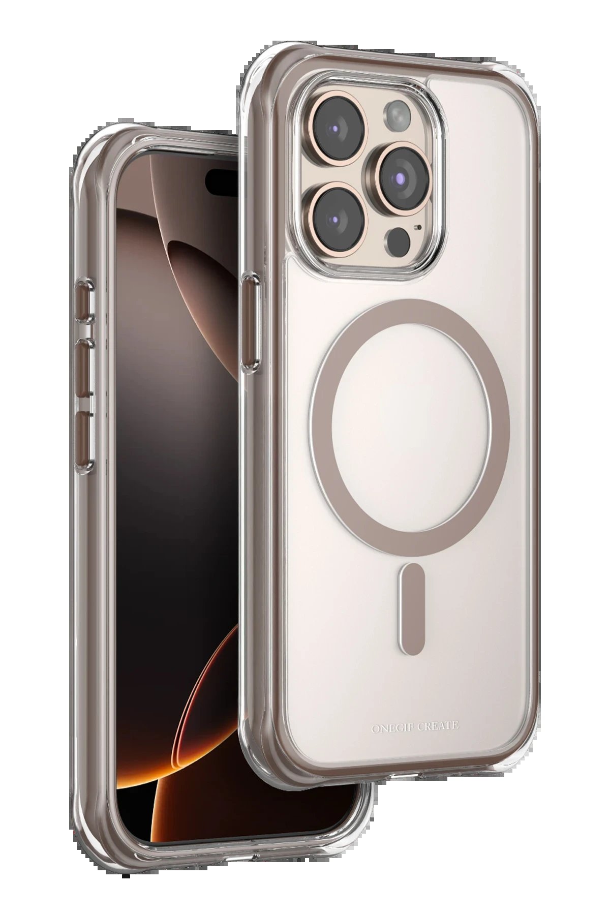 Apple iPhone 15 Pro Max Hulk Magsafe Kapak - Çöl Titanyum-(5796)