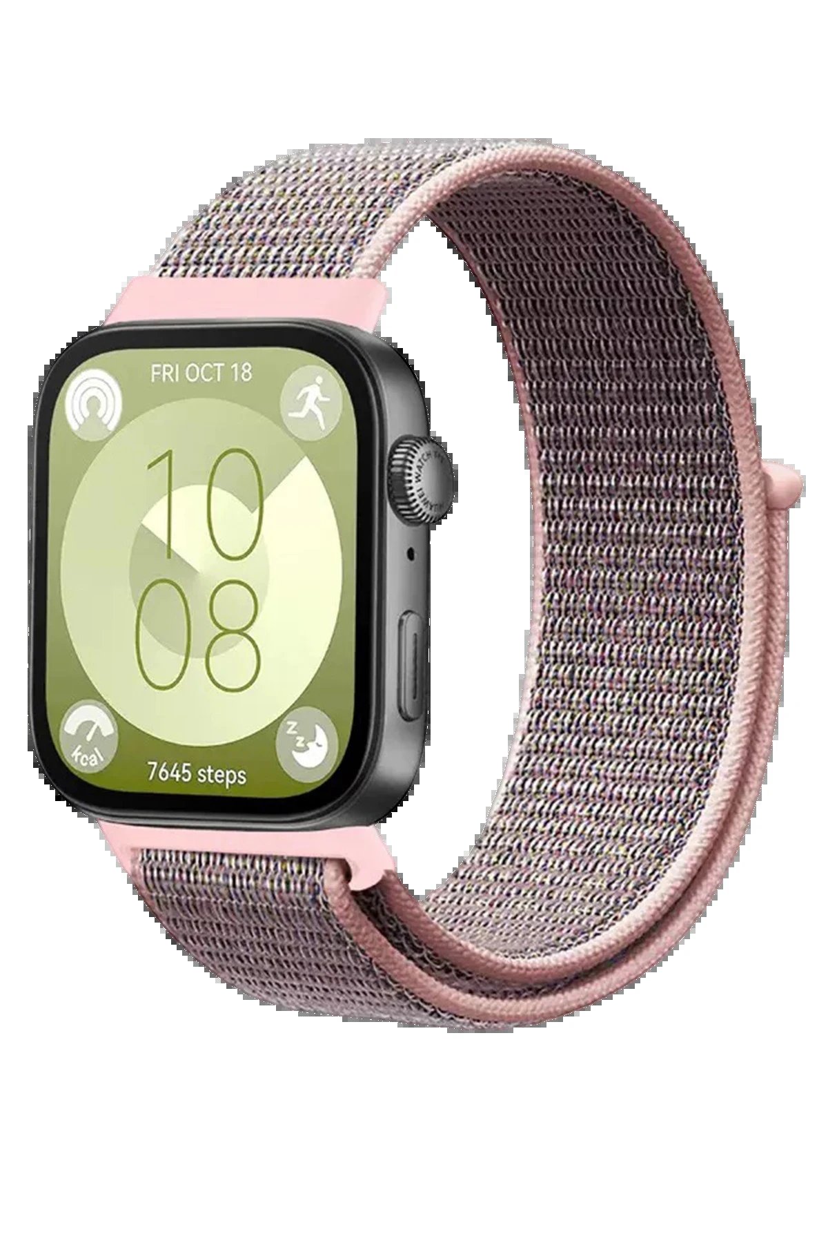 Huawei Fit 4 Hasırlı Cırtcırtlı Kordon - Pembe-(5796)