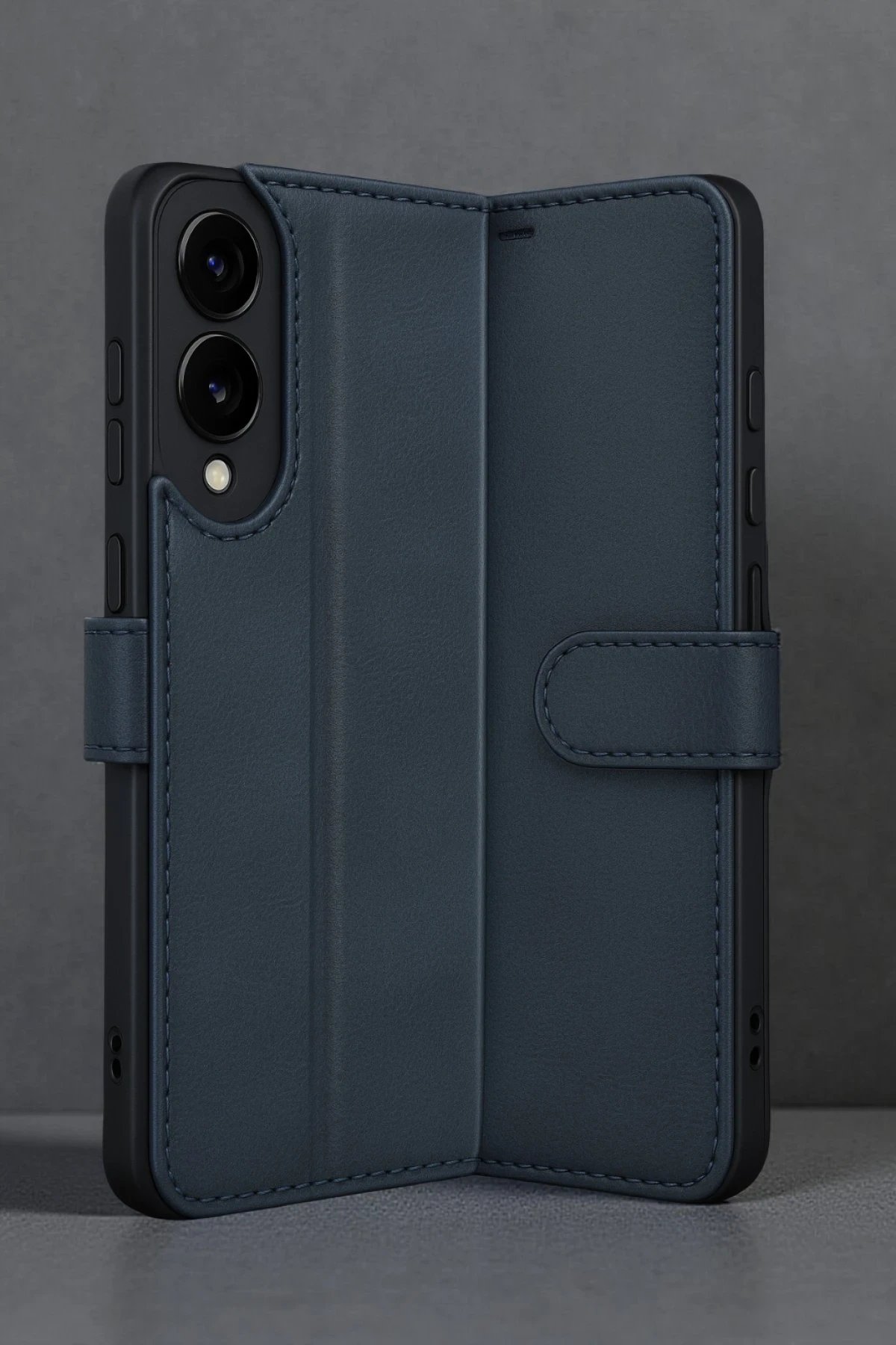 Samsung Galaxy S25 Edge Trend S Plus Kapaklı Kılıf - Lacivert-(5796)