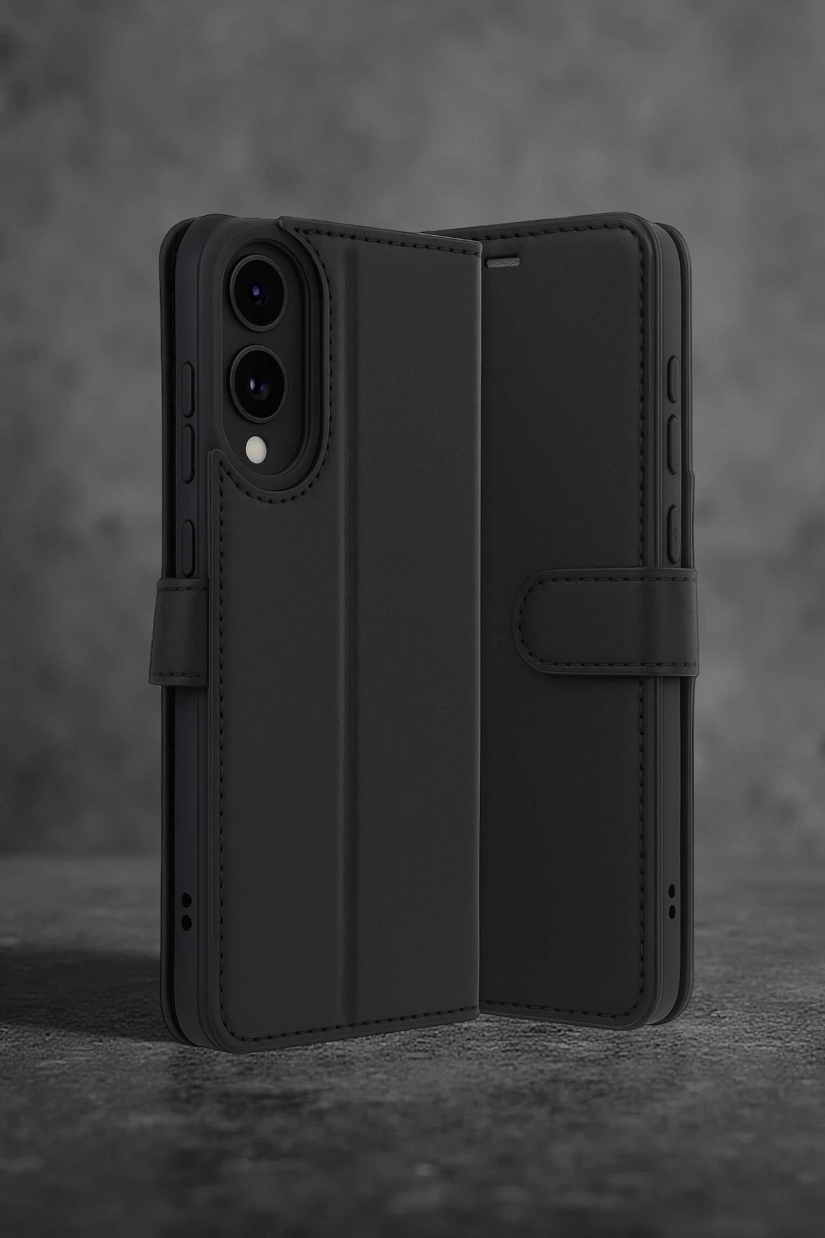 Samsung Galaxy S25 Edge Trend S Plus Kapaklı Kılıf - Siyah-(5796)