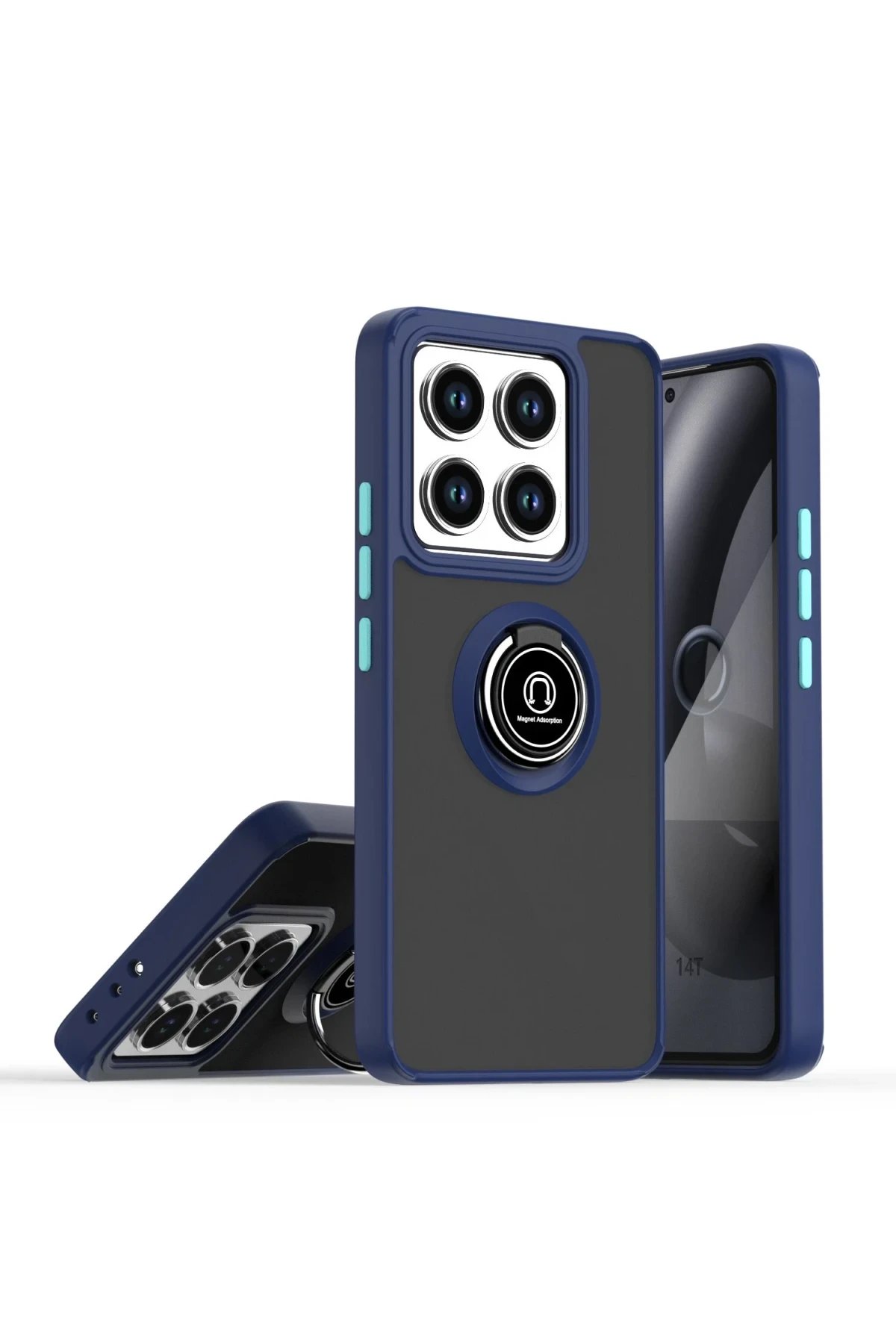 Xiaomi Mi 14T Montreal Yüzüklü Silikon Kapak - Lacivert-(5796)