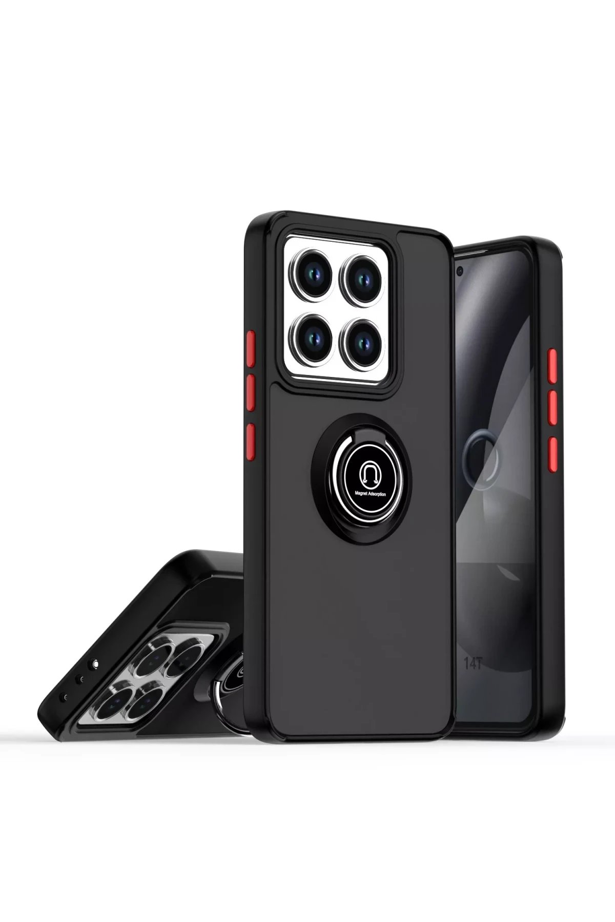 Xiaomi Mi 14T Montreal Yüzüklü Silikon Kapak - Siyah-(5796)