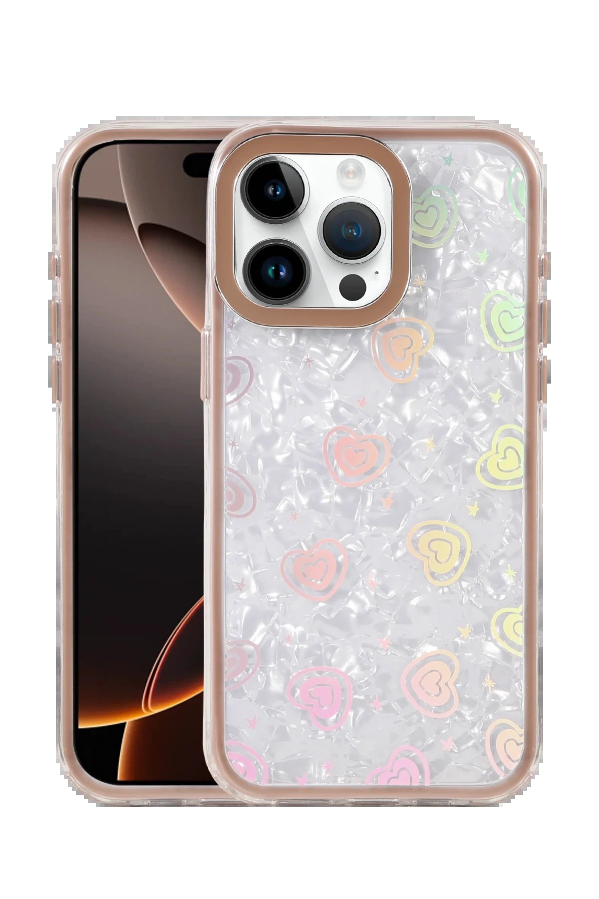 Apple iPhone 14 Pro Max Lumi Desenli Kapak - Çöl Titanyum-(5796)