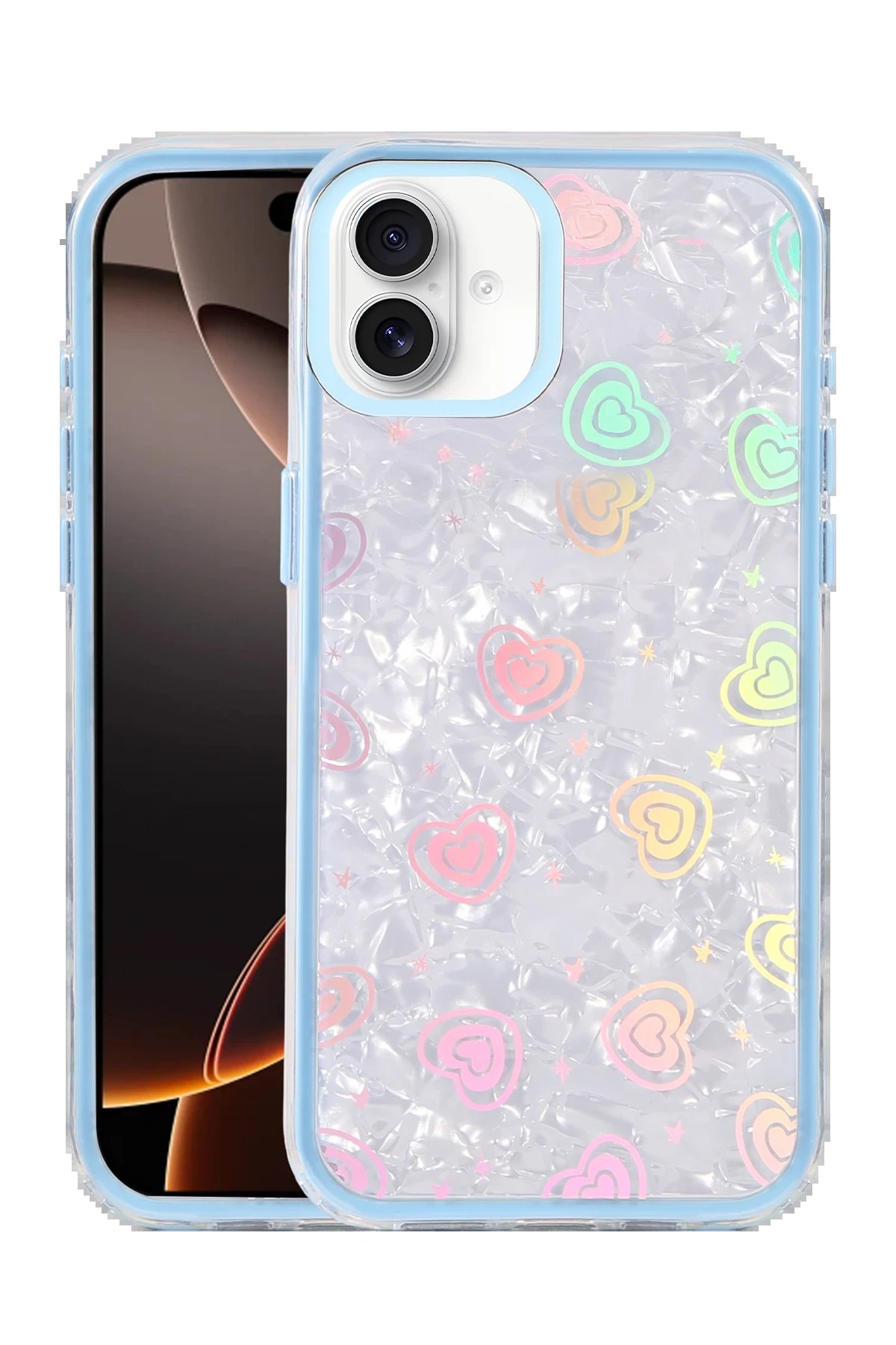 Apple iPhone 16 Lumi Desenli Kapak - Mavi-(5796)