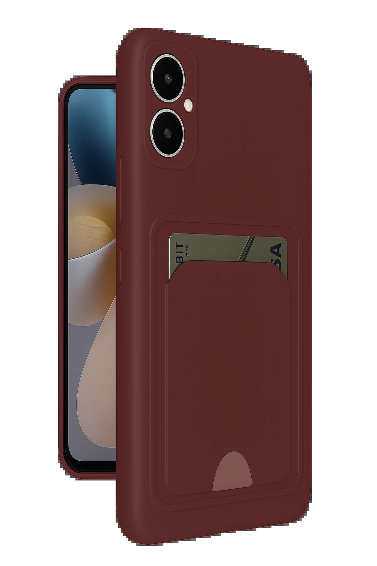 Samsung Galaxy A05 Kelvin Kartvizitli Silikon - Bordo-(5796)