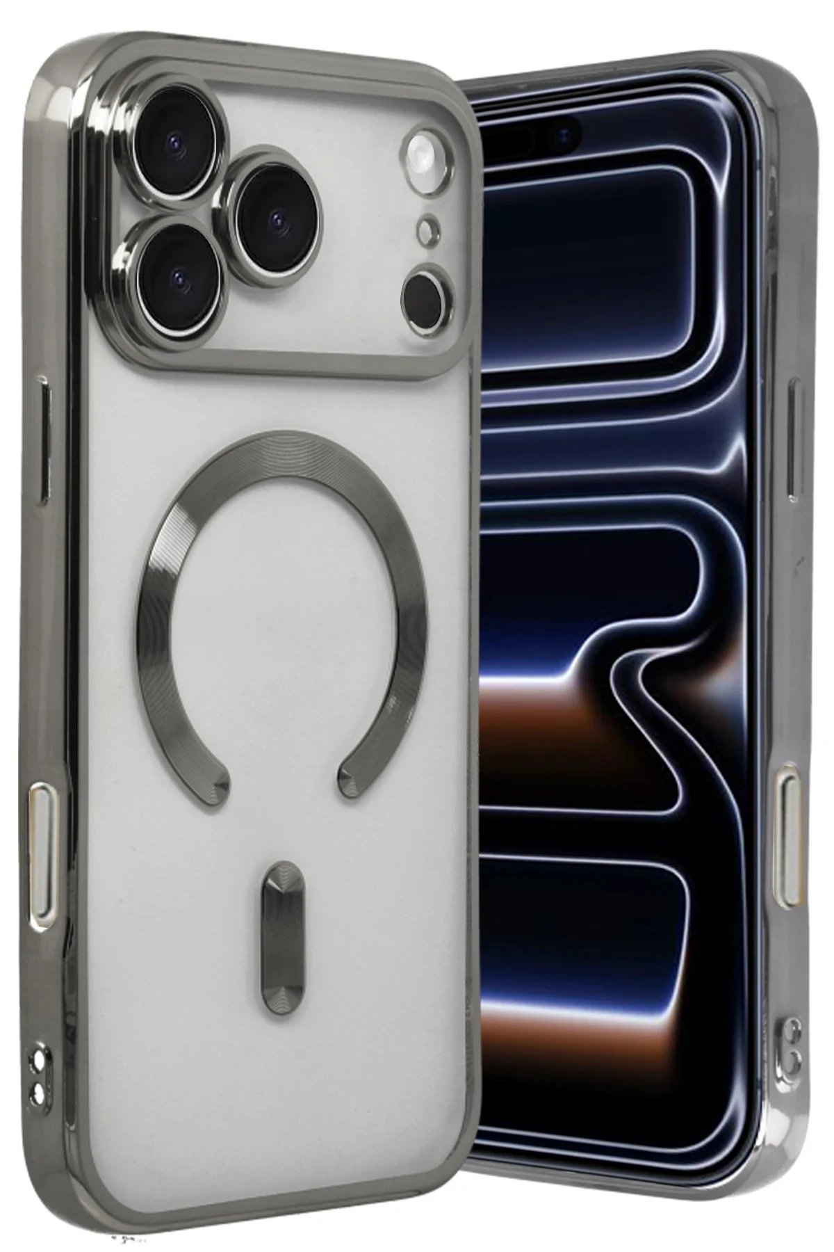 Apple iPhone 17 Pro Max Kross Magneticsafe Kapak - Titan Gri-(5796)