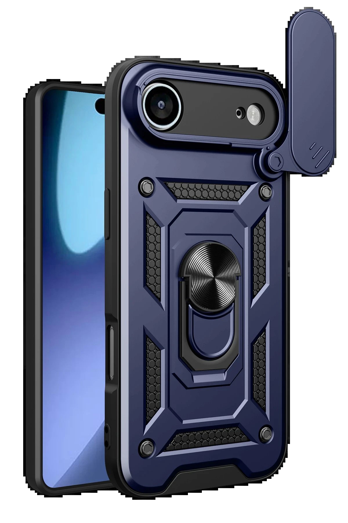 Apple iPhone 17 Air Pars Lens Yüzüklü Silikon - Lacivert-(5796)