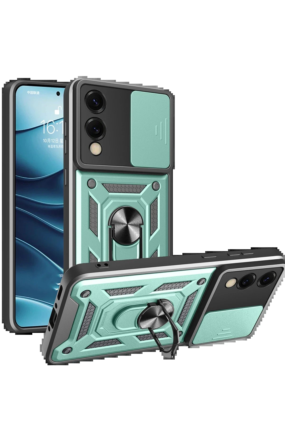 Samsung Galaxy S25 Edge Pars Lens Yüzüklü Silikon - Yeşil-(5796)