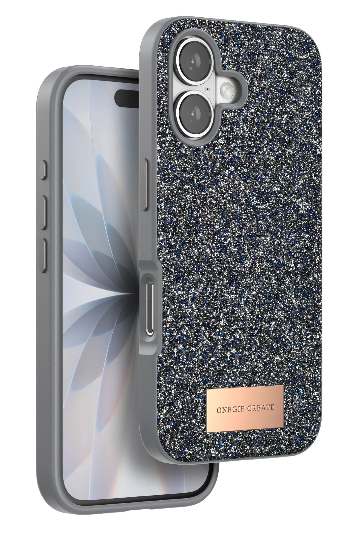 Apple iPhone 17 Bright Simli Kapak - Gümüş-(5796)