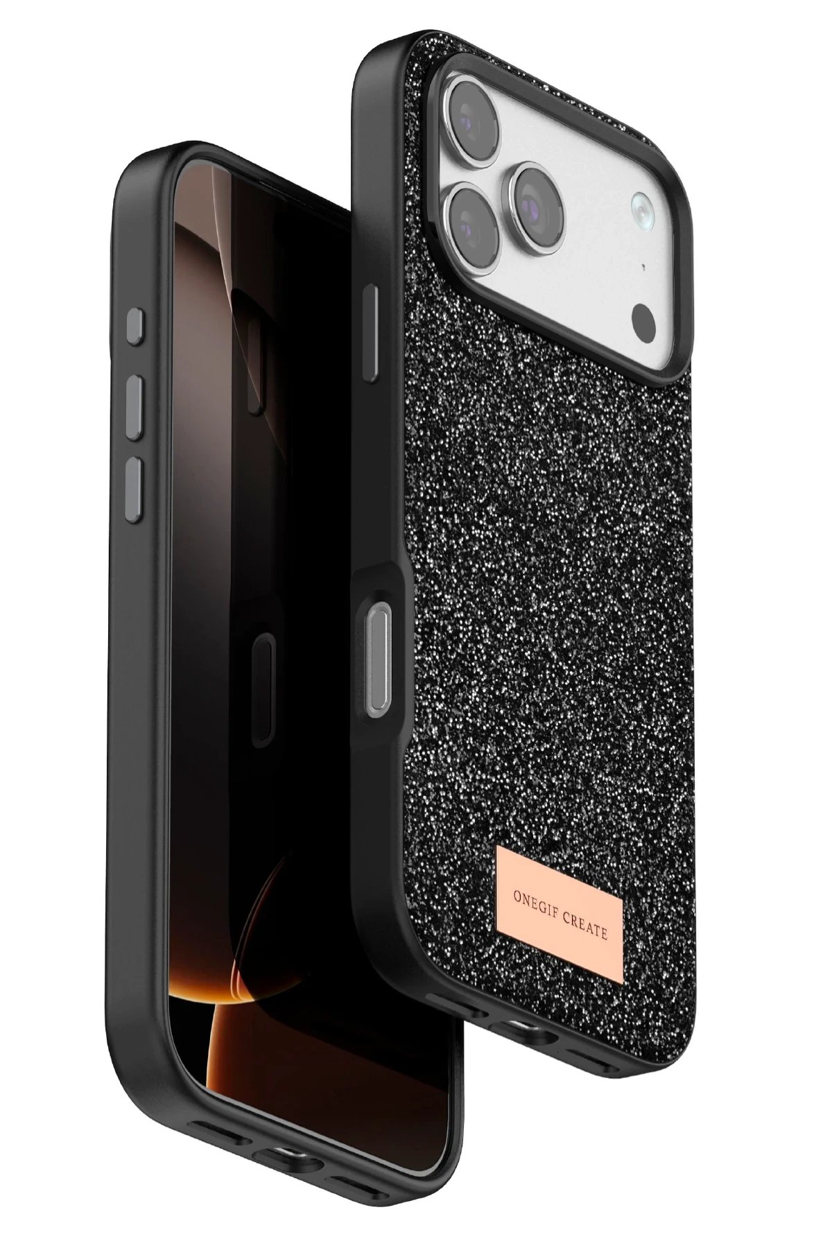 Apple iPhone 17 Pro Bright Simli Kapak - Siyah-(5796)