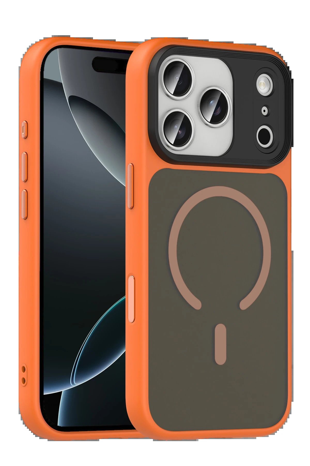 Apple iPhone 17 Pro Megane Magsafe Kapak - Turuncu-(5796)