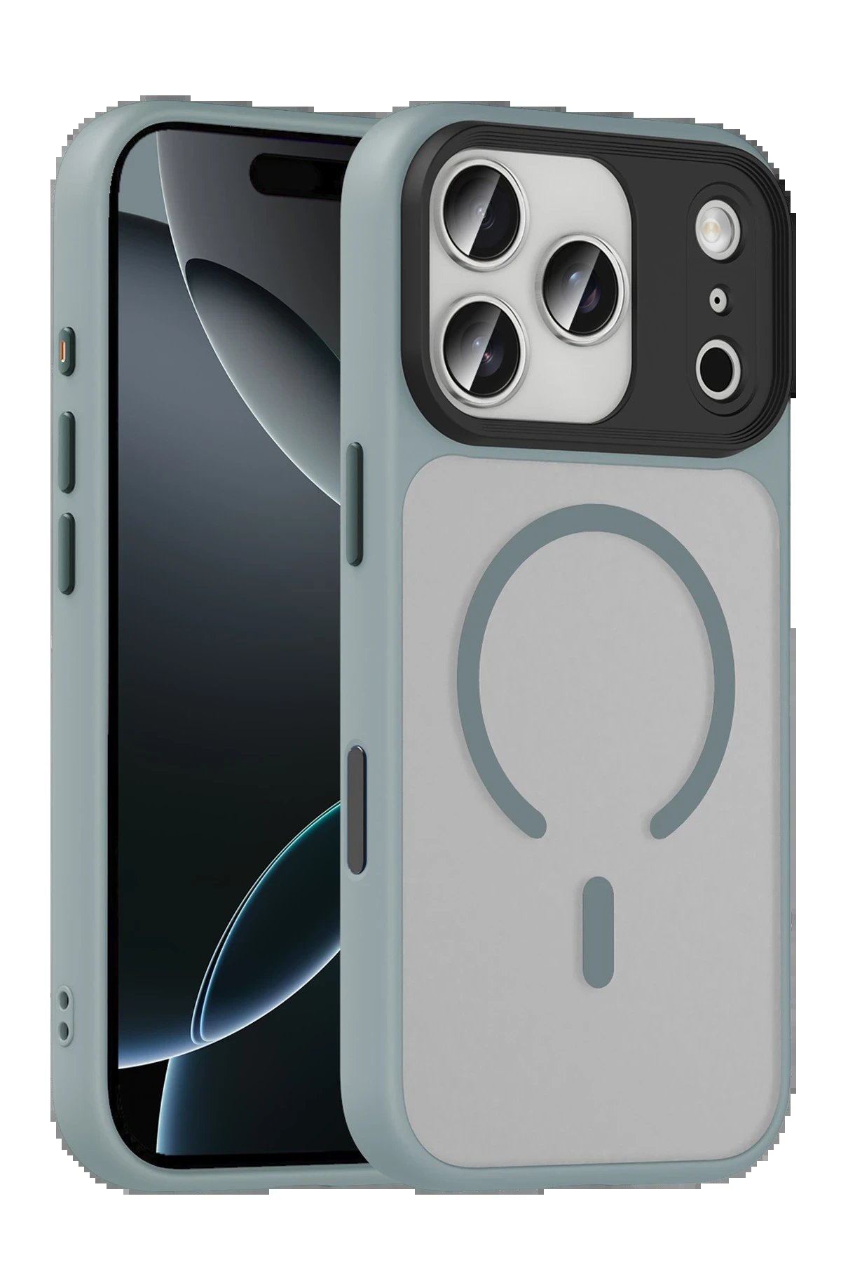 Apple iPhone 17 Pro Max Megane Magsafe Kapak - Titan Gri-(5796)