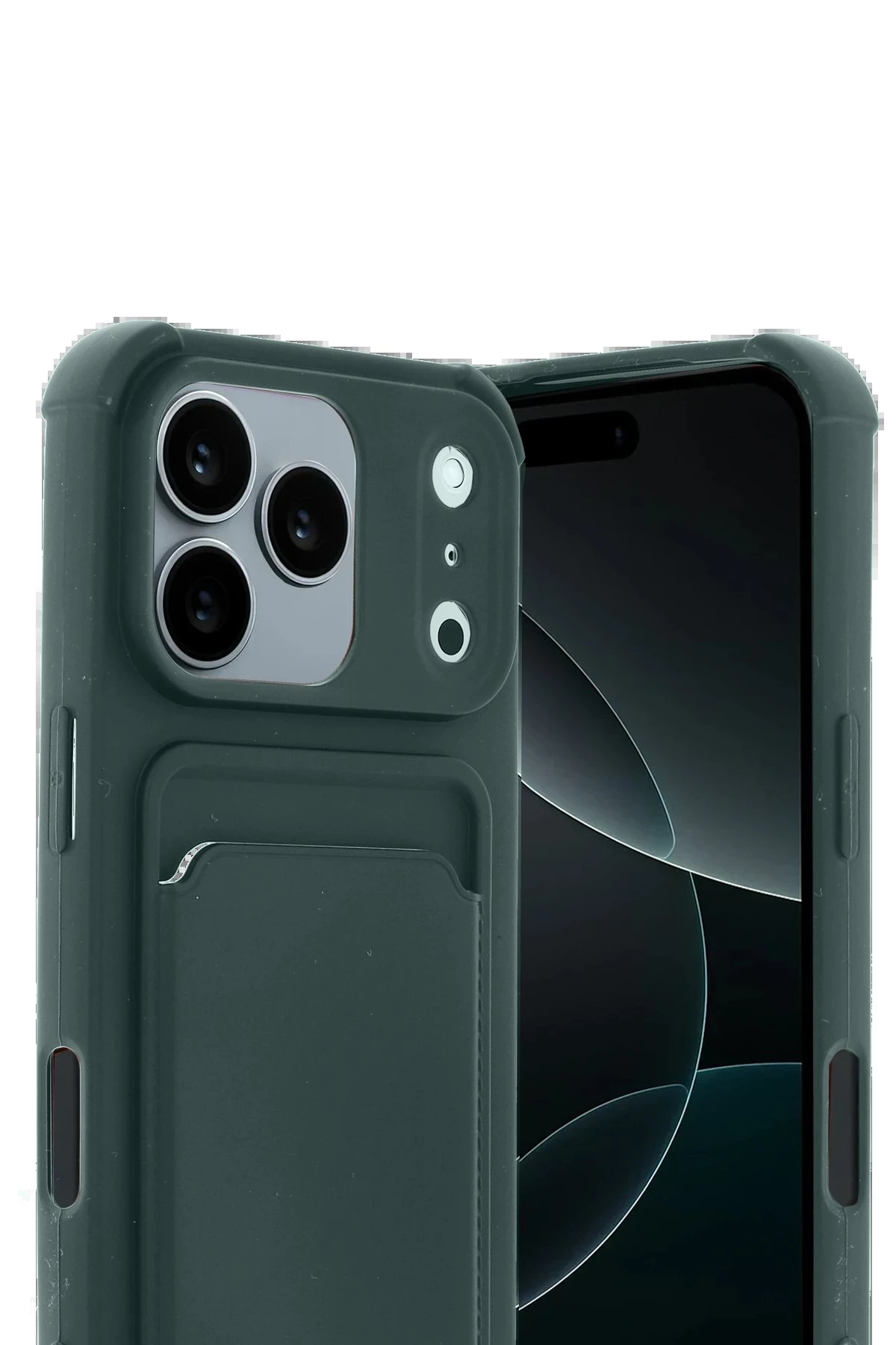 Apple iPhone 17 Pro Kelvin Kartvizitli Silikon - Koyu Yeşil-(5796)