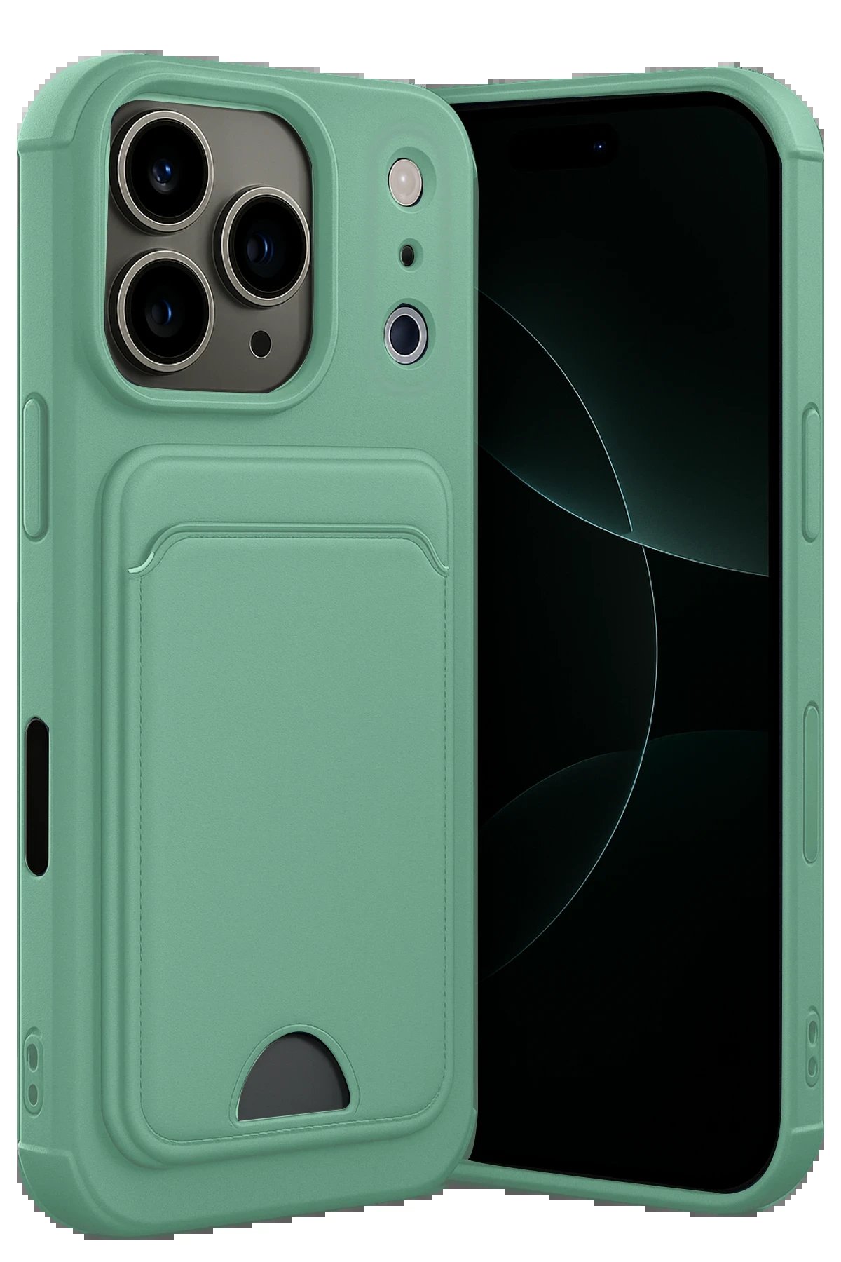 Apple iPhone 17 Pro Kelvin Kartvizitli Silikon - Açık Yeşil-(5796)