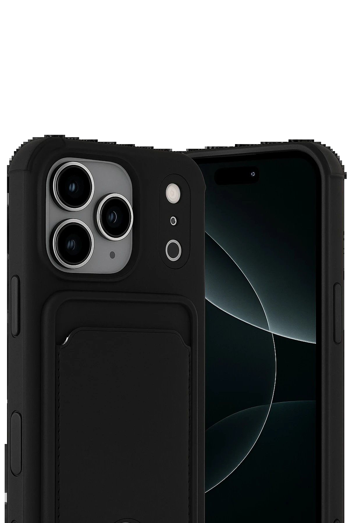 Apple iPhone 17 Pro Max Kelvin Kartvizitli Silikon - Siyah-(5796)