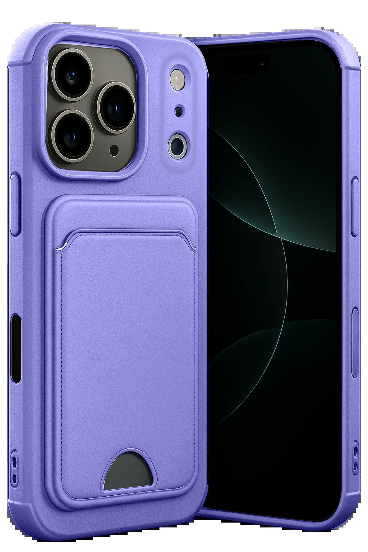 Apple iPhone 17 Pro Max Kelvin Kartvizitli Silikon - Lila-(5796)