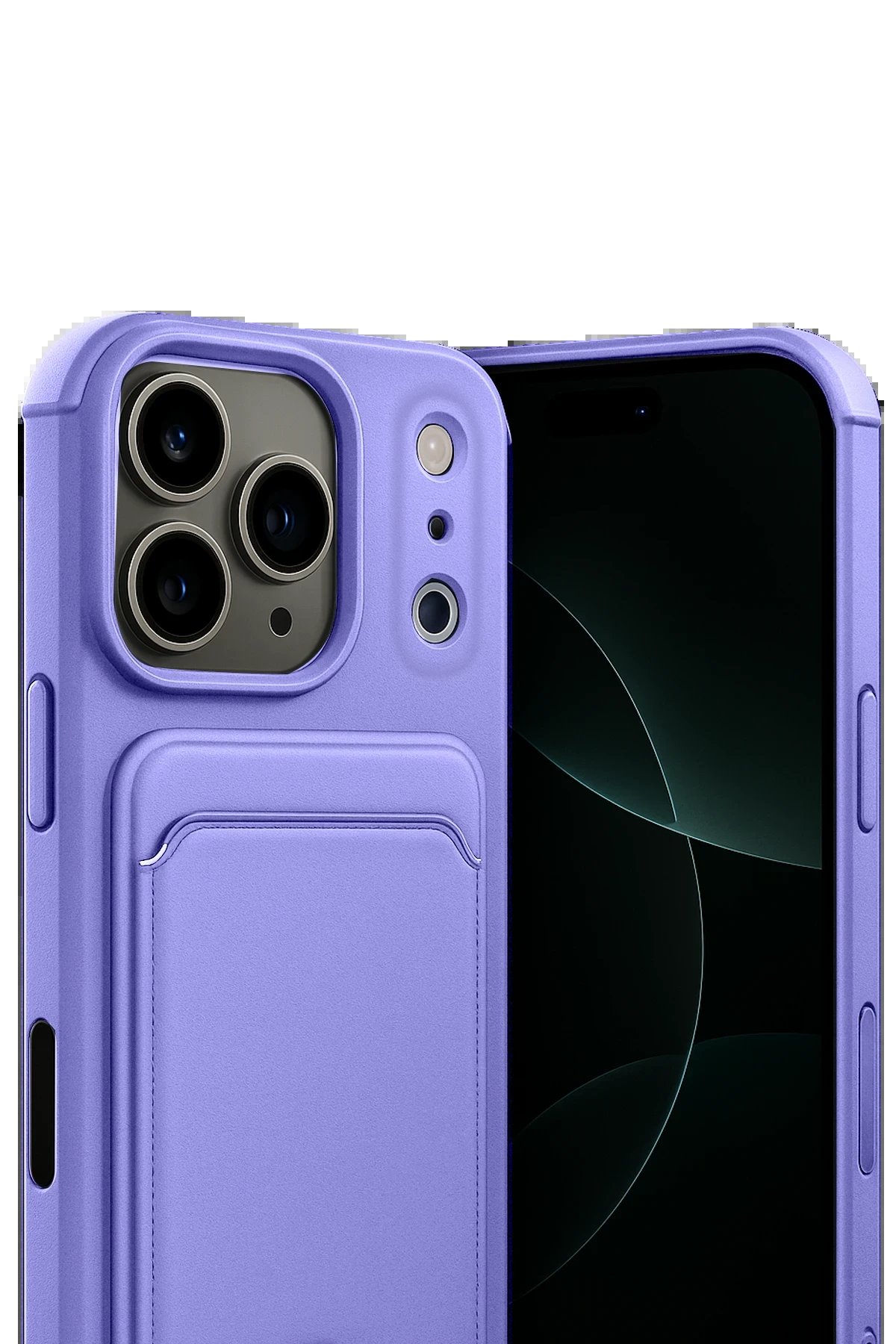 Apple iPhone 17 Pro Max Kelvin Kartvizitli Silikon - Lila-(5796) - Görsel 2