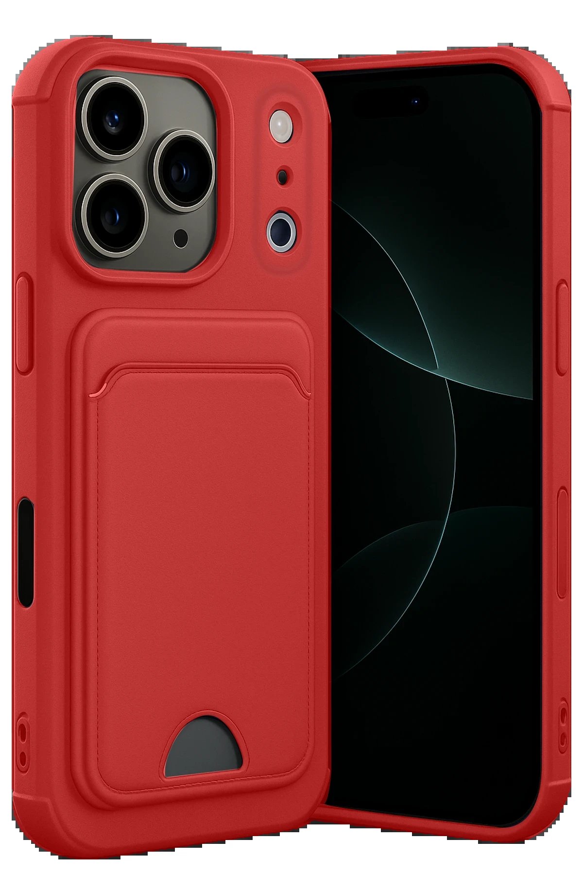 Apple iPhone 17 Pro Max Kelvin Kartvizitli Silikon - Kırmızı-(5796)