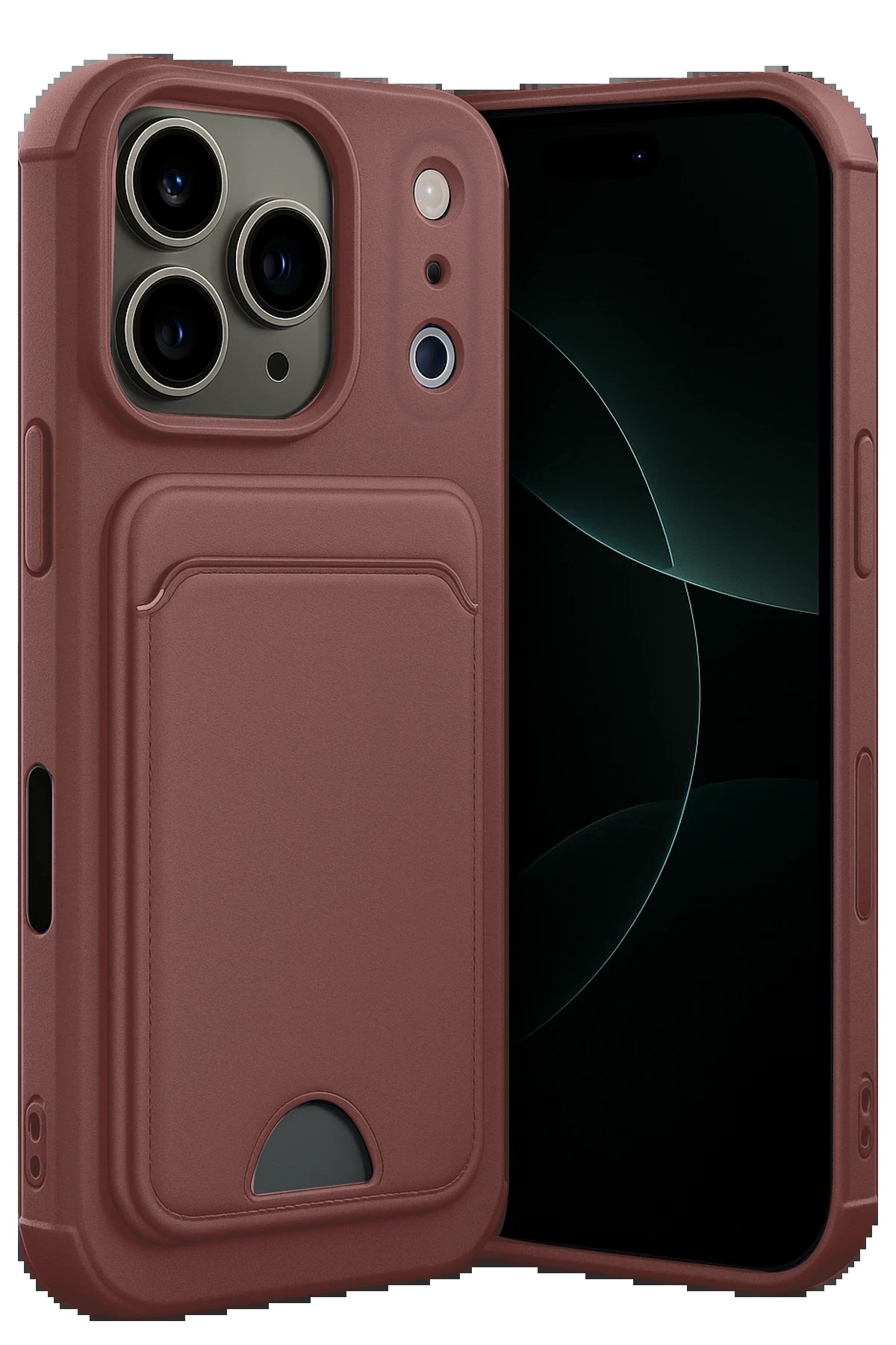 Apple iPhone 17 Pro Max Kelvin Kartvizitli Silikon - Bordo-(5796)