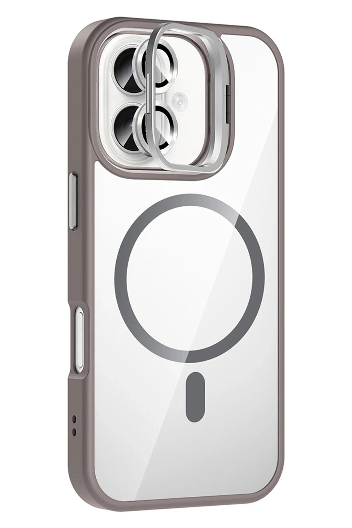 Apple iPhone 16 Plus Remim Lensli Magsafe Standlı Kapak - Titan Gri-(5796)