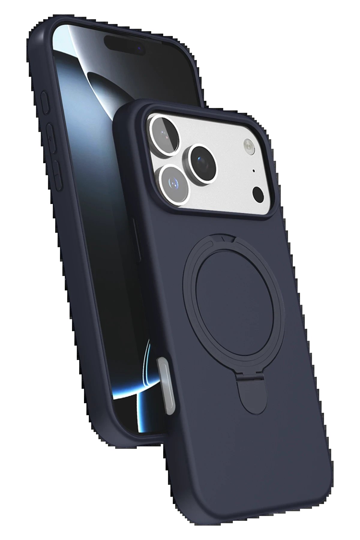 Apple iPhone 17 Pro Regal Magsafe Standlı Kapak - Lacivert-(5796)