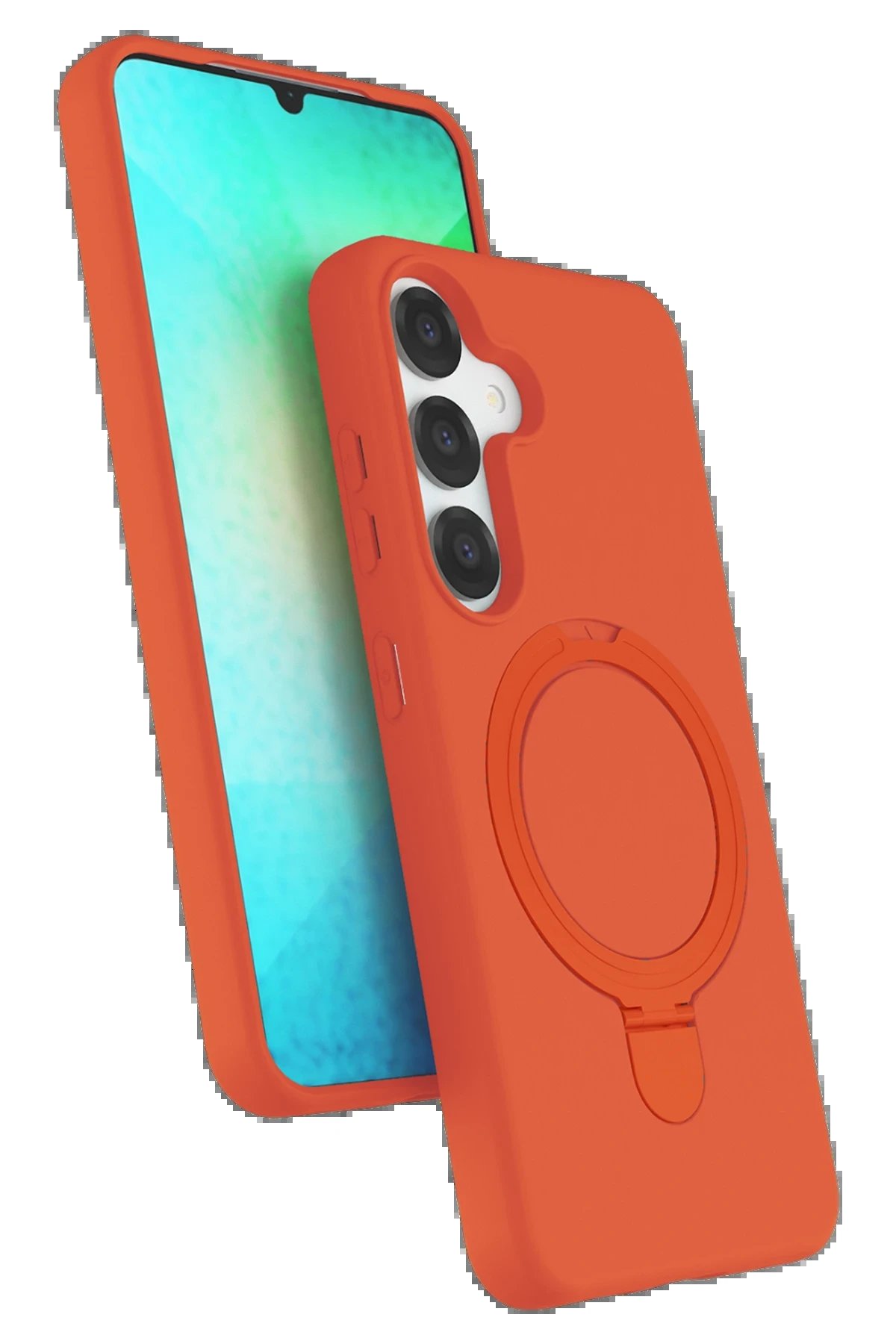 Samsung Galaxy S25 Regal Magsafe Standlı Kapak - Turuncu-(5796)