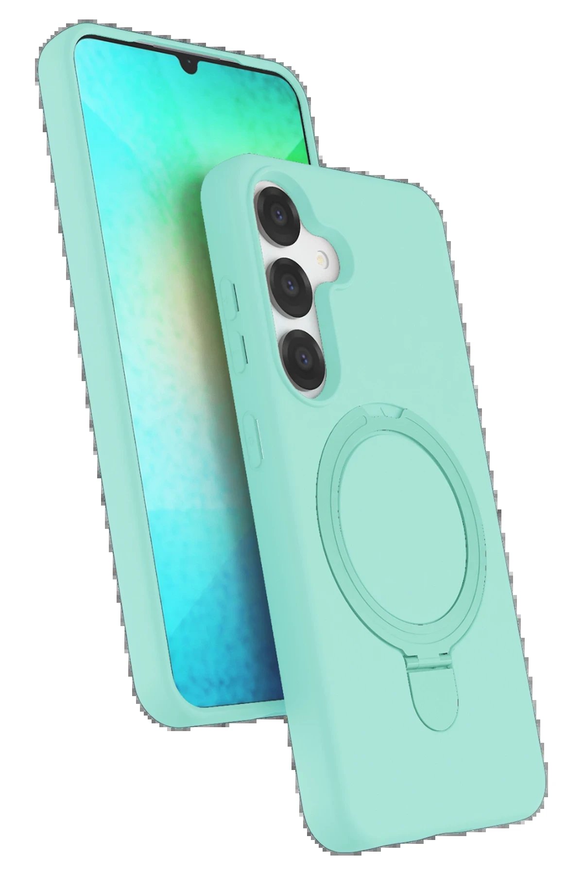Samsung Galaxy S25 Regal Magsafe Standlı Kapak - Su Yeşili-(5796)