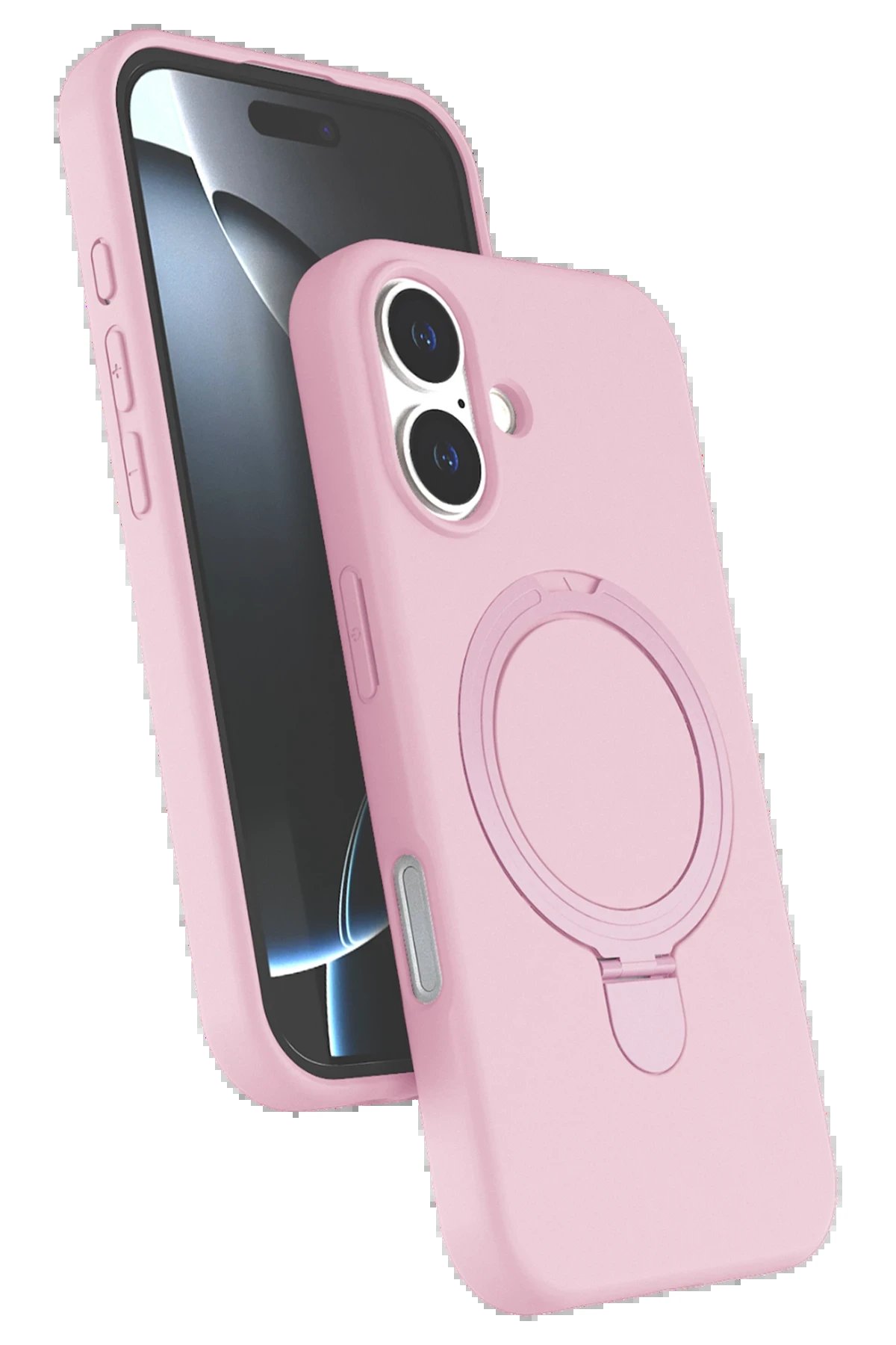 Apple iPhone 16 Plus Regal Magsafe Standlı Kapak - Açık Pembe-(5796)