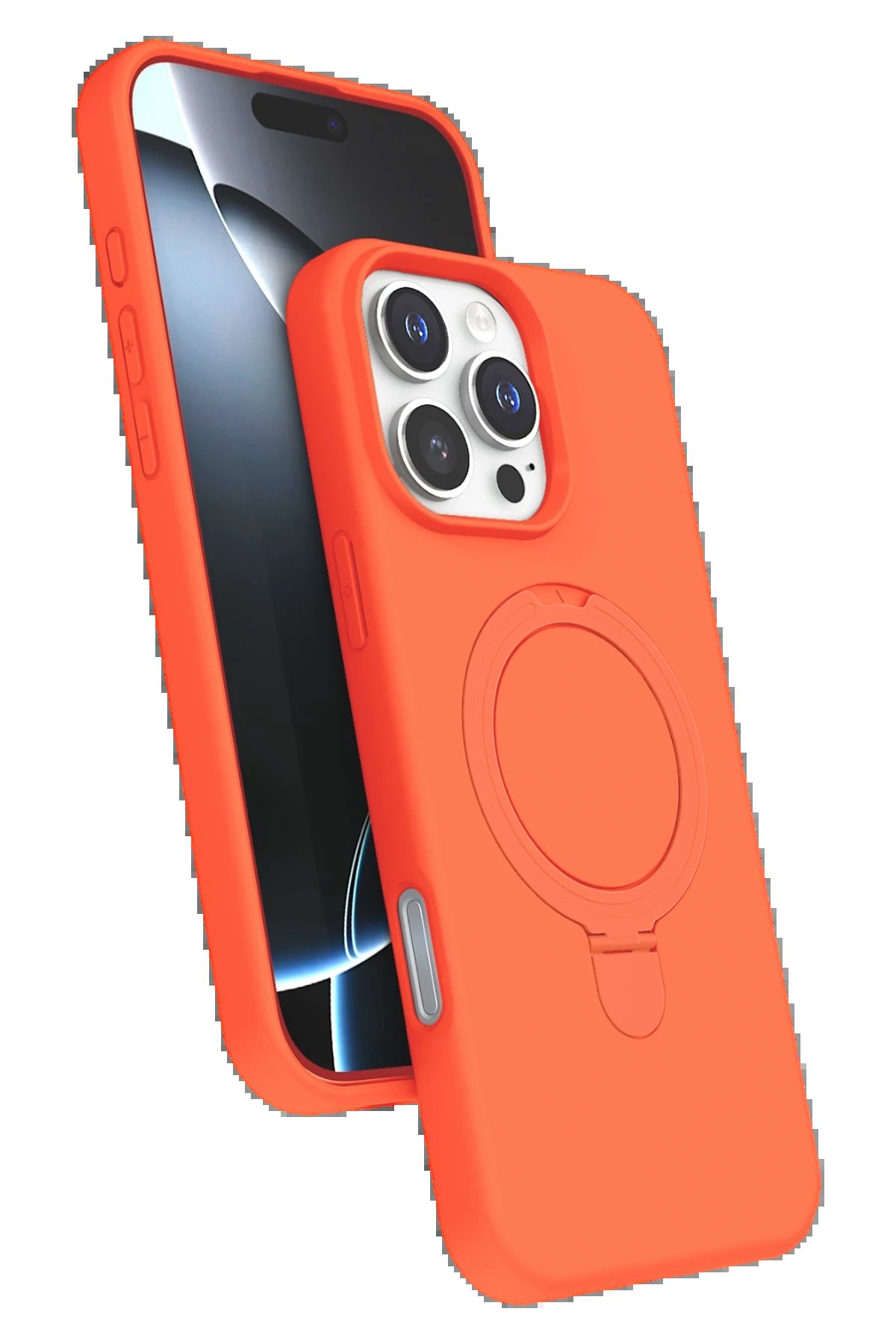 Apple iPhone 16 Pro Max Regal Magsafe Standlı Kapak - Turuncu-(5796)