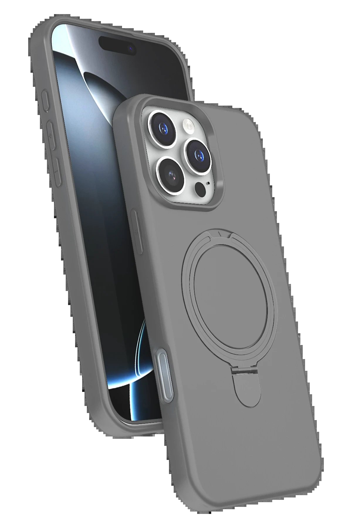 Apple iPhone 16 Pro Max Regal Magsafe Standlı Kapak - Titan Gri-(5796)