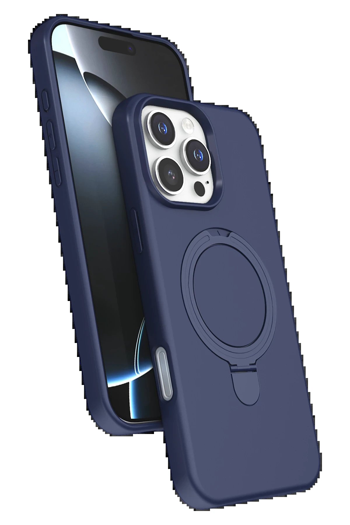 Apple iPhone 16 Pro Regal Magsafe Standlı Kapak - Lacivert-(5796)