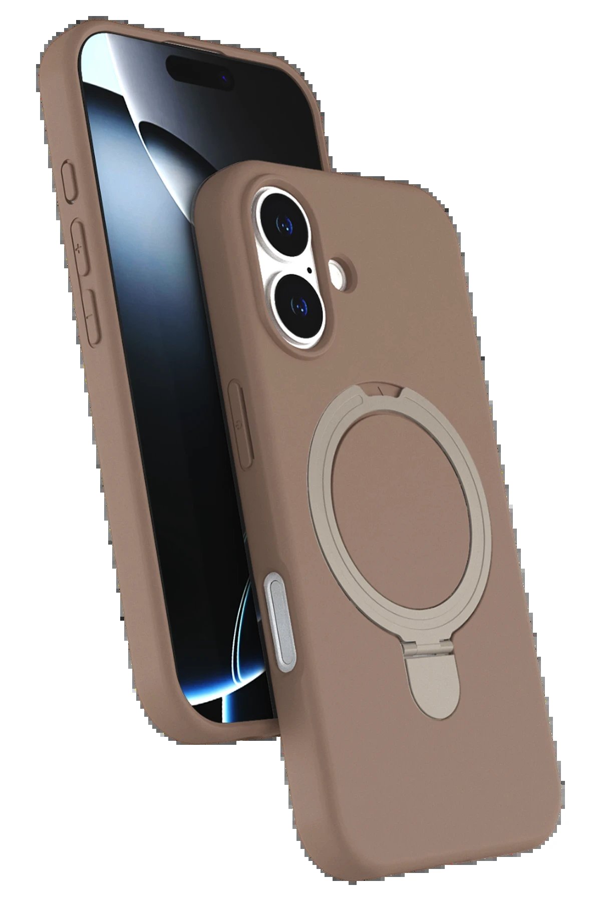 Apple iPhone 16 Regal Magsafe Standlı Kapak - Çöl Titanyum-(5796)