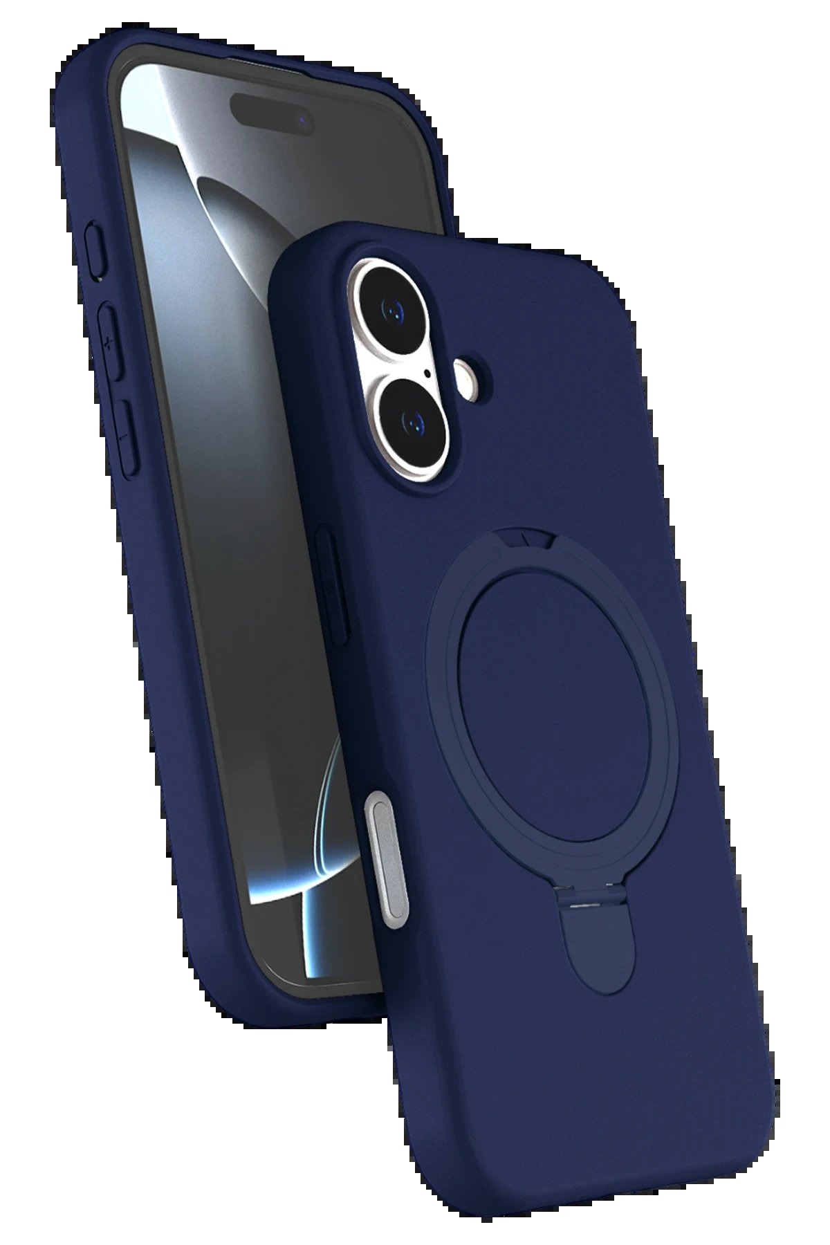 Apple iPhone 16 Regal Magsafe Standlı Kapak - Lacivert-(5796)